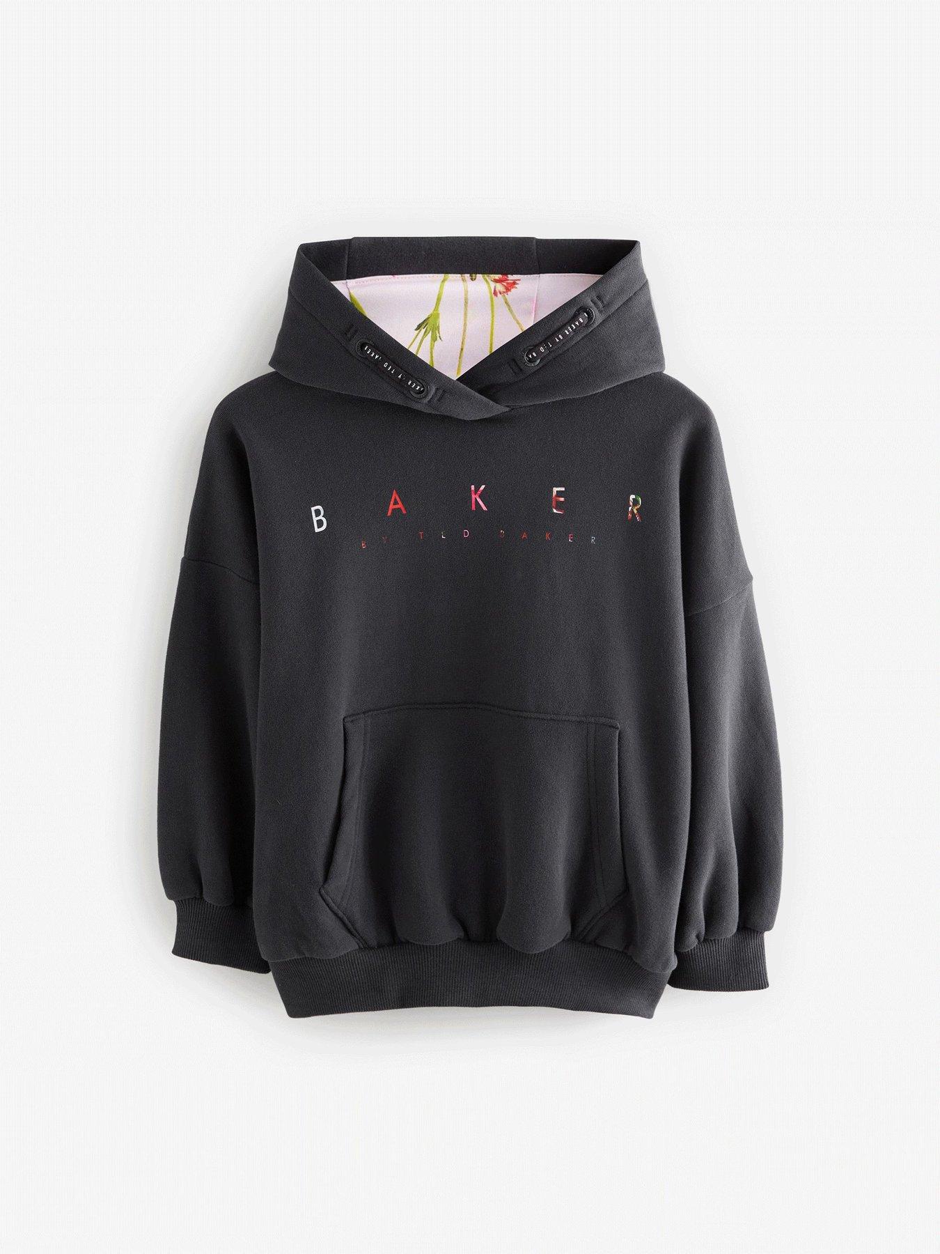 Sweat à Capuche Tunique NEXT Fille 10 Ans - Noir Coton Géométrique - Fermeture éclair
