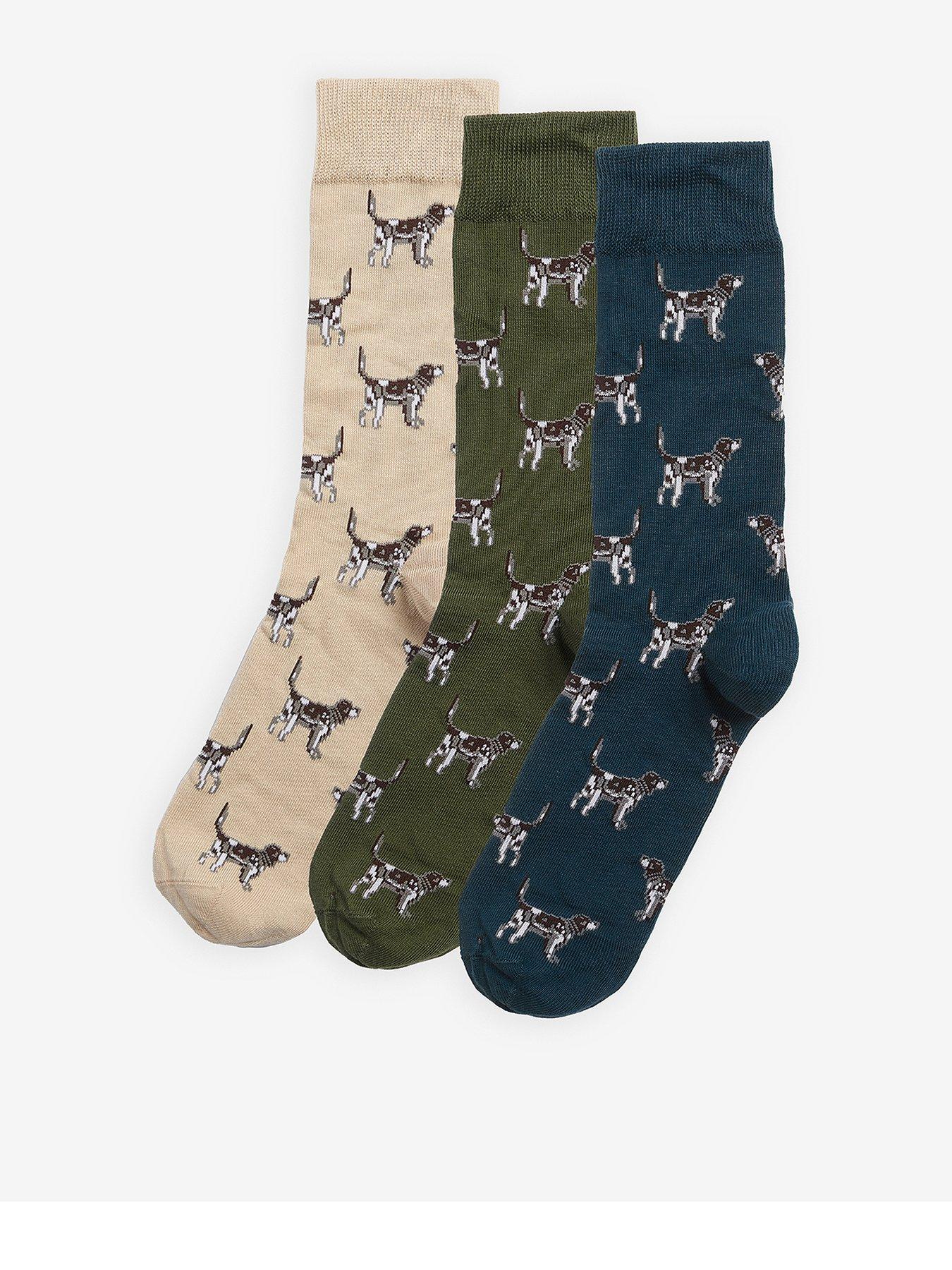 Image 1 of 4 of Barbour Pointer Dog Socks Gift Set - Khaki