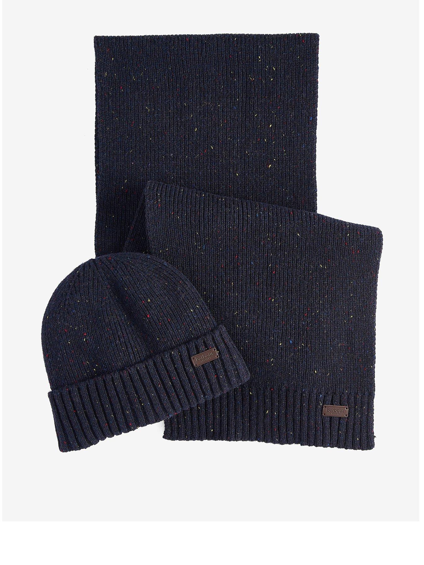Barbour Carlton Fleck Knitted Beanie  &  Scarf Gift Set - Brown
