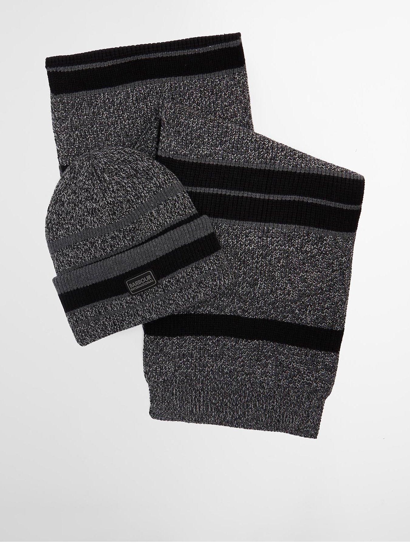 Barbour International Boston Beanie  &  Scarf Gift Set - Grey