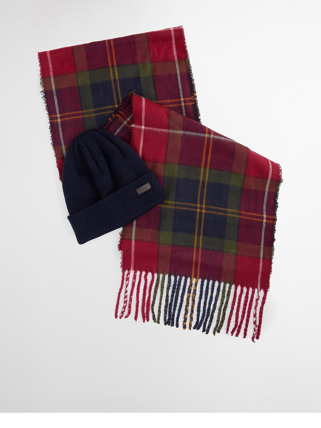 Barbour Swinton Beanie  &  Scarf Gift Set - Dark Red