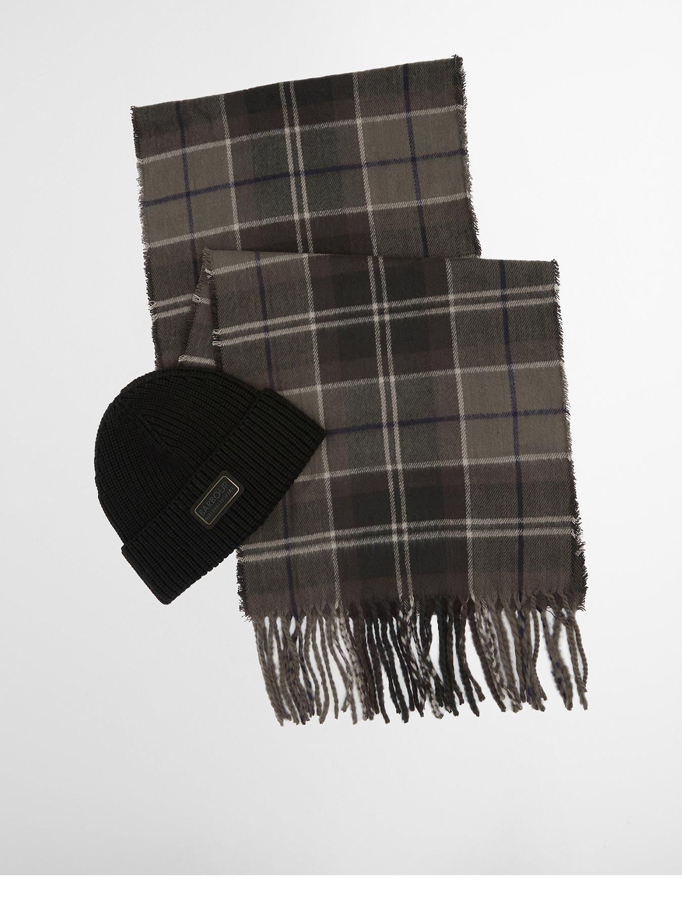 Image 1 of 3 of Barbour International Sweeper Beanie &amp; Scarf Gift Set - Black/ Mutli