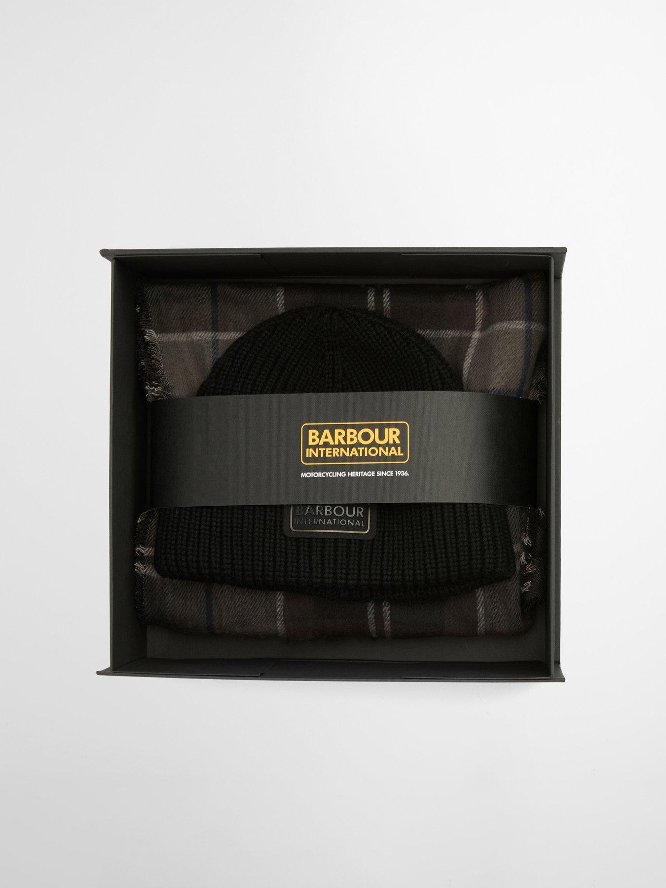 Image 3 of 3 of Barbour International Sweeper Beanie &amp; Scarf Gift Set - Black/ Mutli