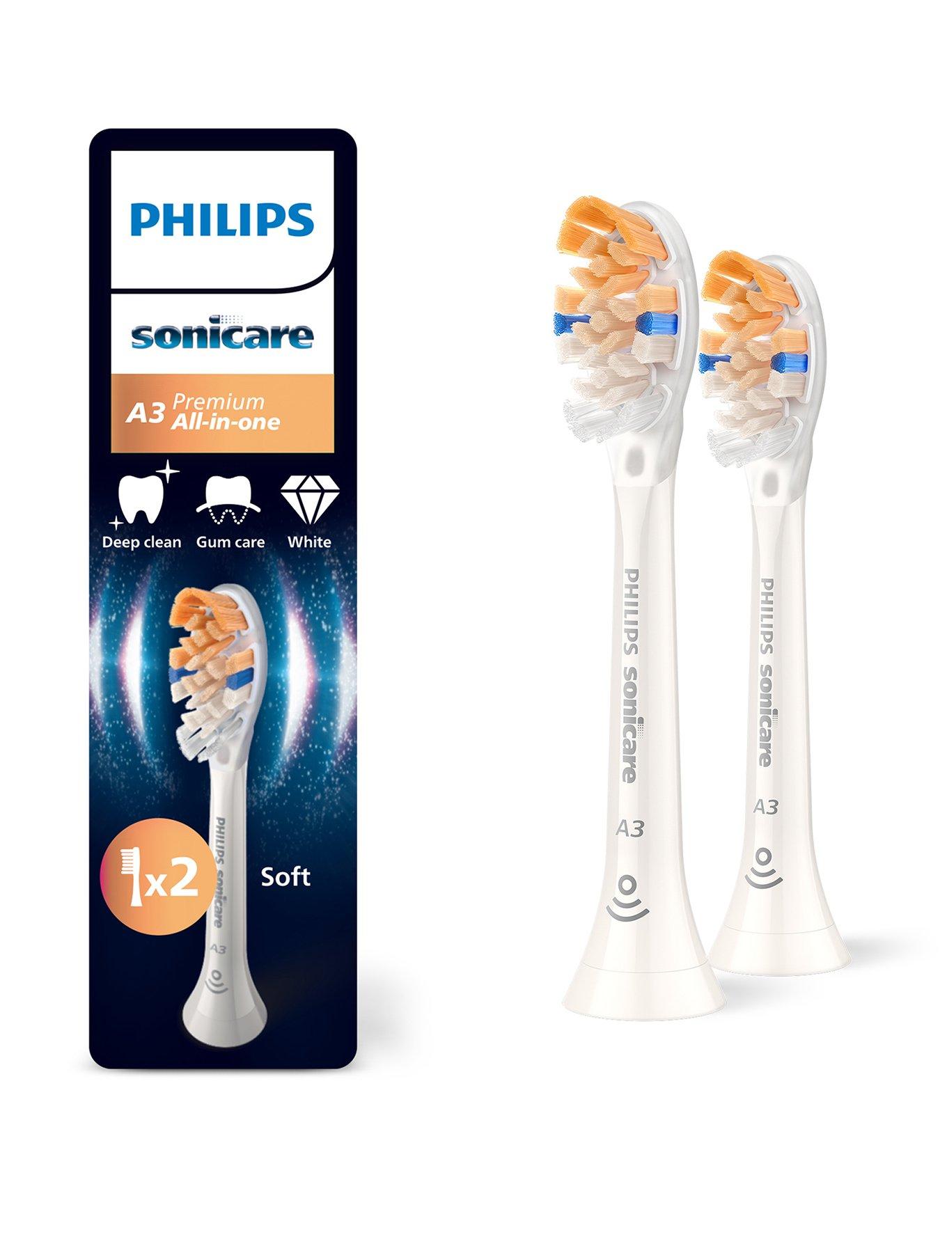Image 1 of 8 of Philips Sonicare A3 Premium All-in-One, Genuine Replacement Toothbrush Heads, White, 2 Pack, HX9092/87