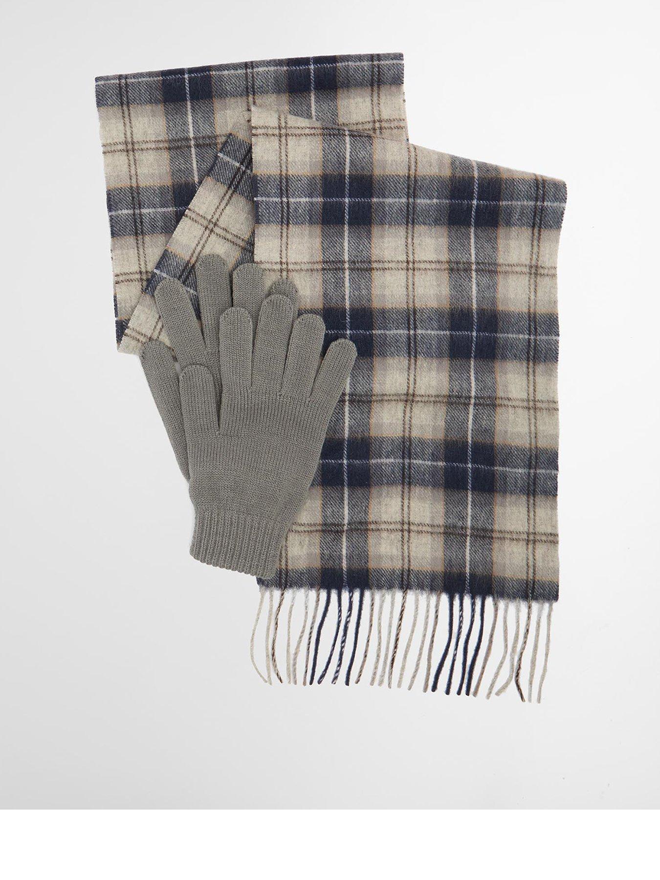 Image 1 of 4 of Barbour Tartan Scarf And Glove Gift Set - Grey Multi