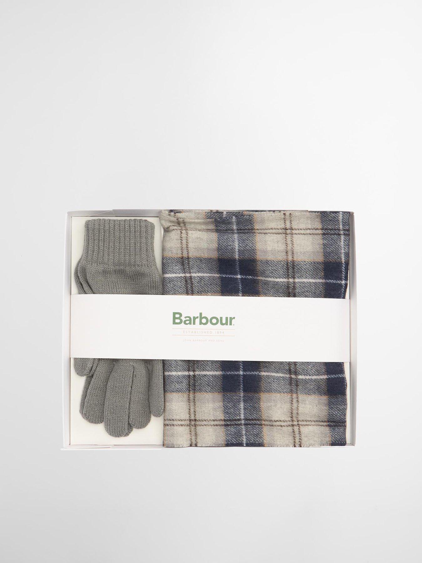 Image 3 of 4 of Barbour Tartan Scarf And Glove Gift Set - Grey Multi