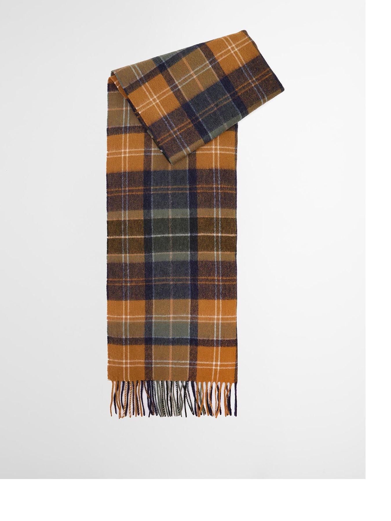 Barbour Brack Patchwork Tartan Lambswool Scarf - Brown