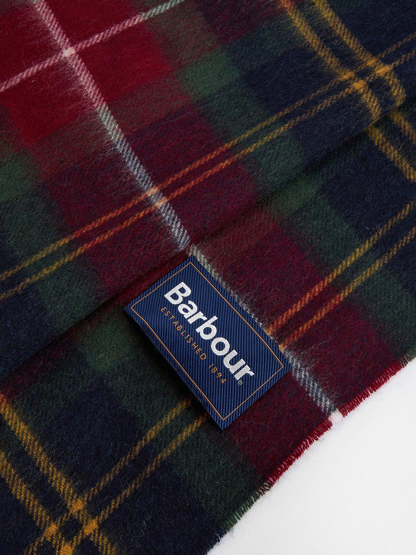 Image 3 of 5 of Barbour Wool And Cashmere Blend Tartan Scarf - Red Multi
