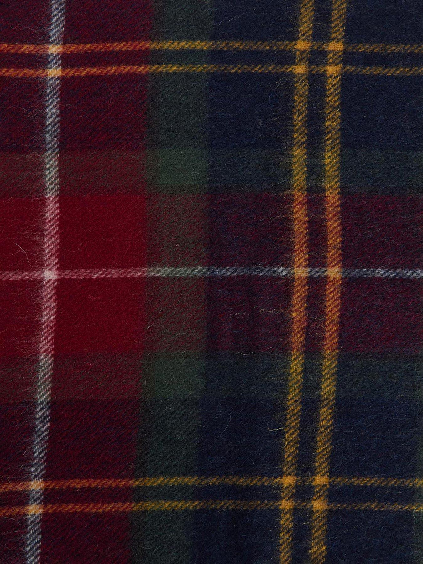 Image 5 of 5 of Barbour Wool And Cashmere Blend Tartan Scarf - Red Multi
