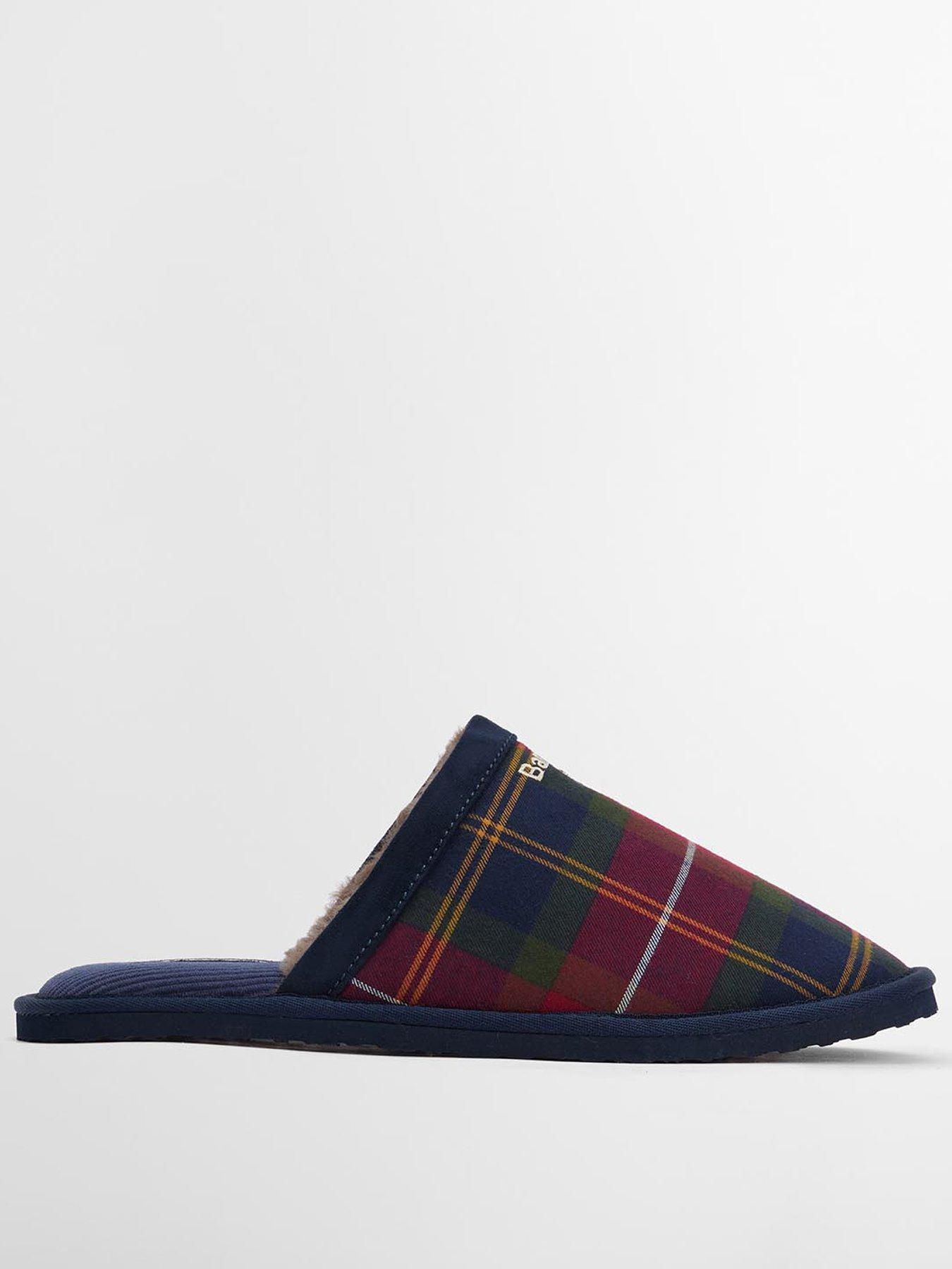 Image 1 of 6 of Barbour Everitt Mule Faux Suede Slippers - Navy