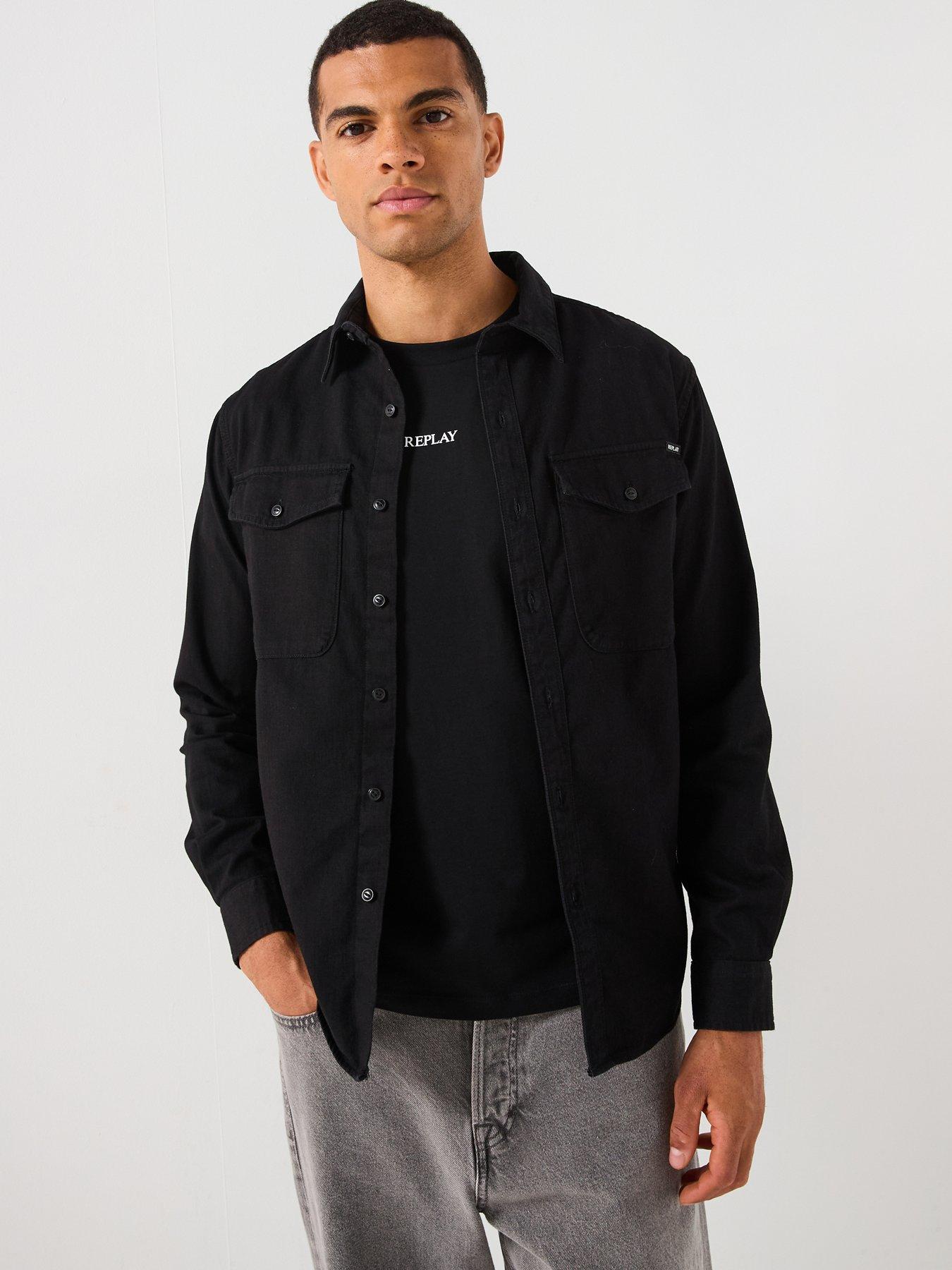 Replay Double Pocket Denim Shirt - Black