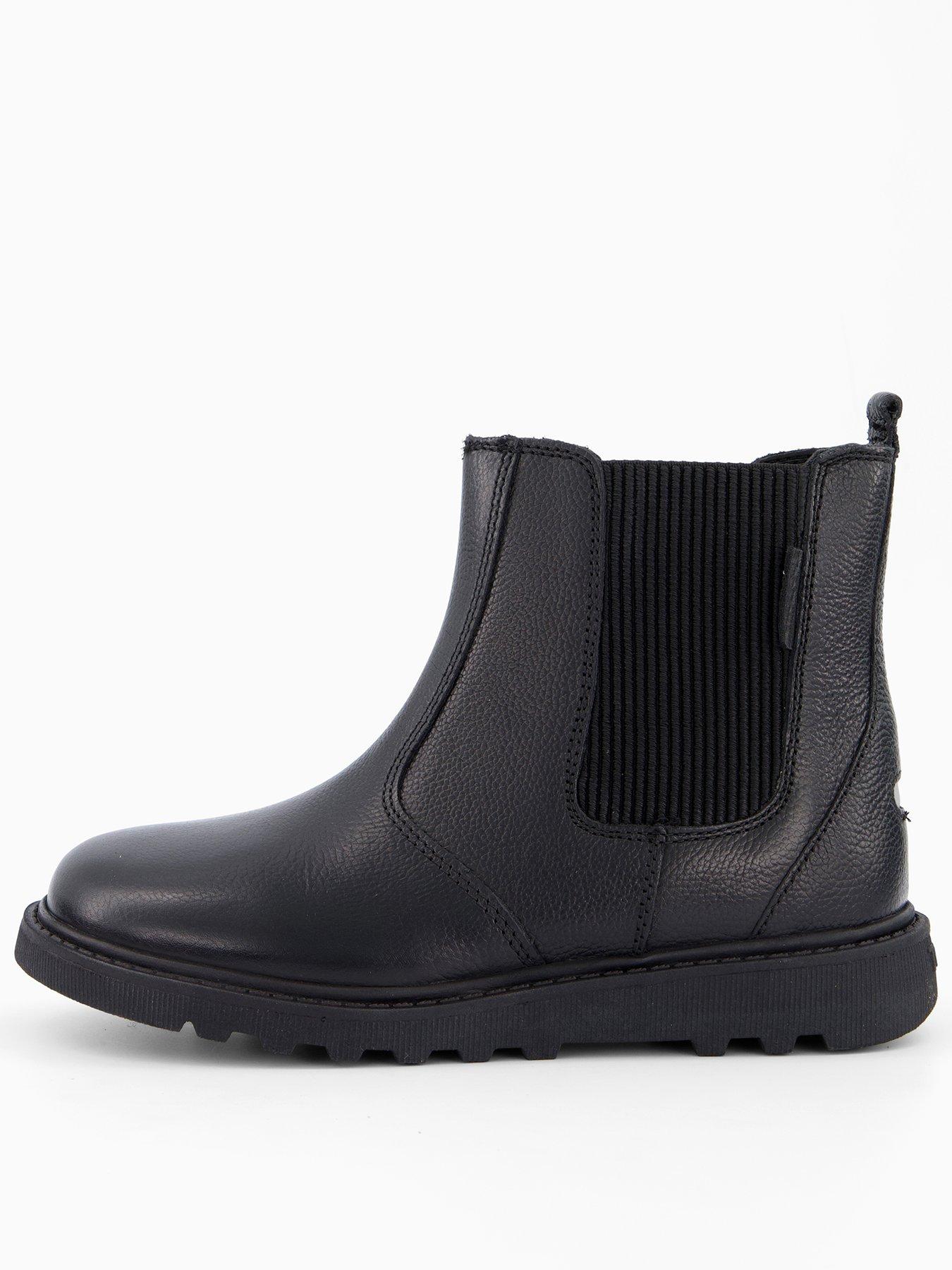 The Very Collection Toezone Girls Leather Black Zip Ankle Boot
