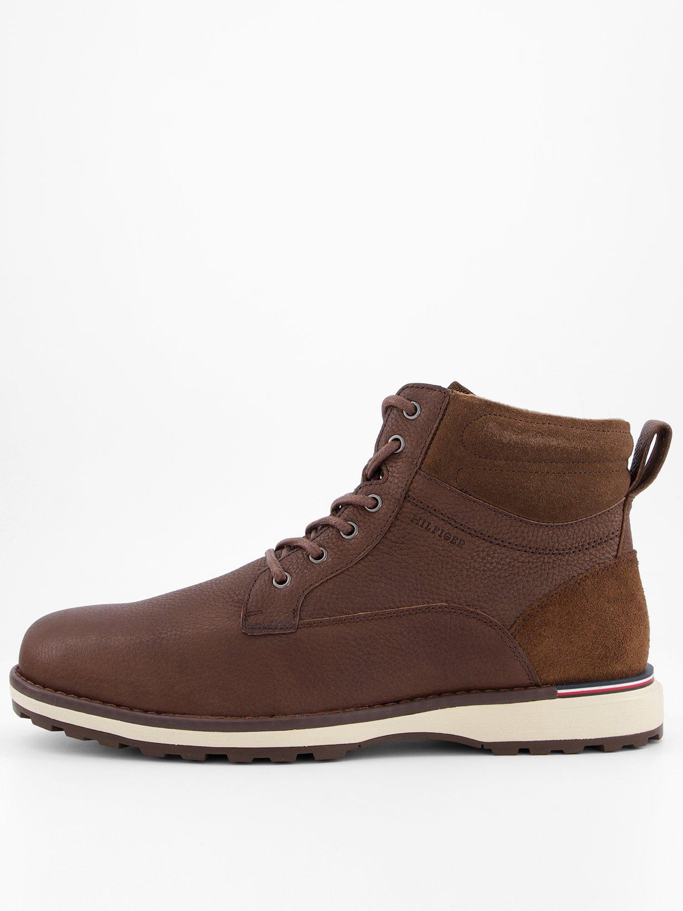 Tommy Hilfiger Corporate Leather Lace Up Boots - Brown
