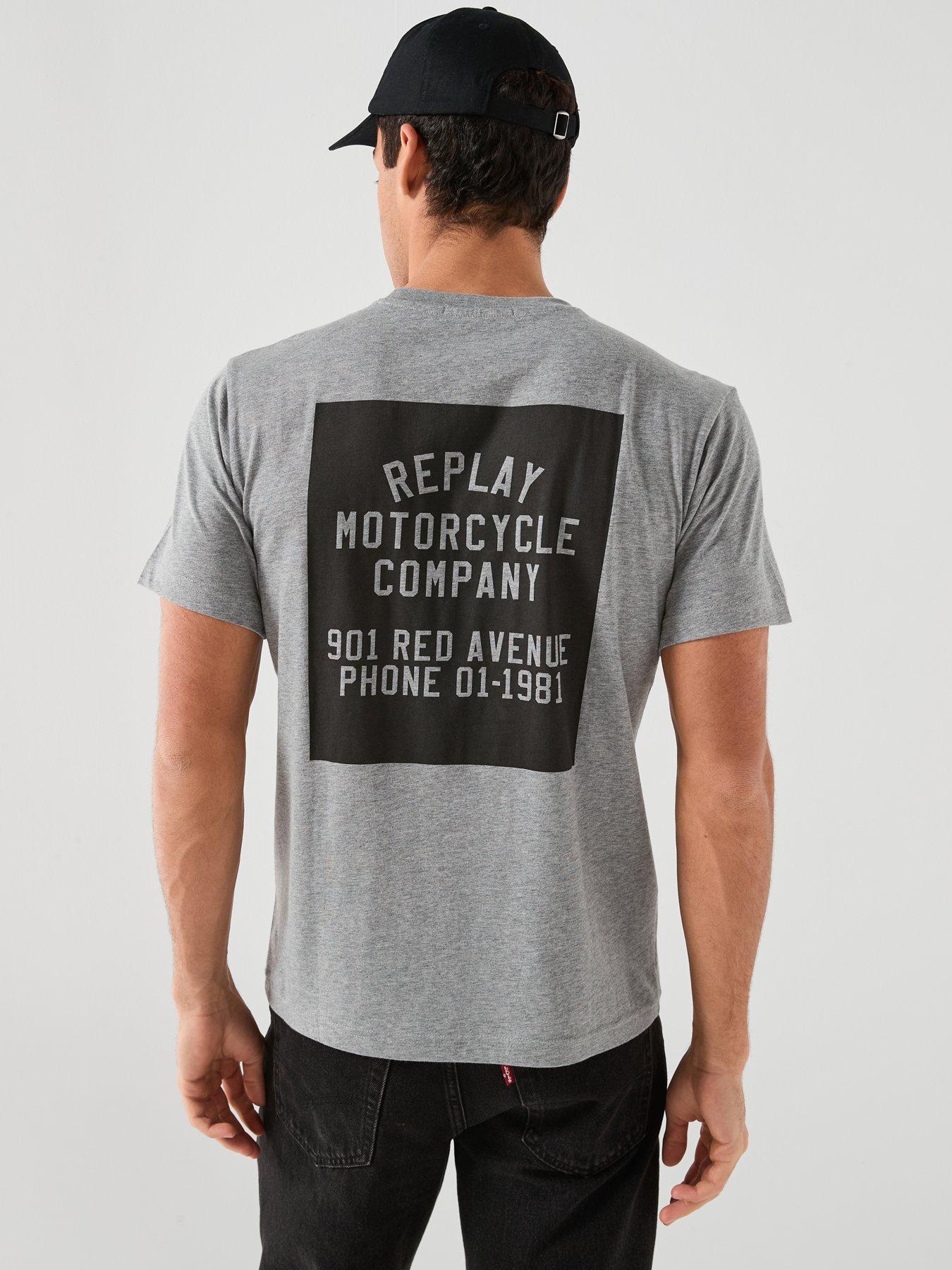 Replay Motorcycle Company Printed T-Shirt - Grey