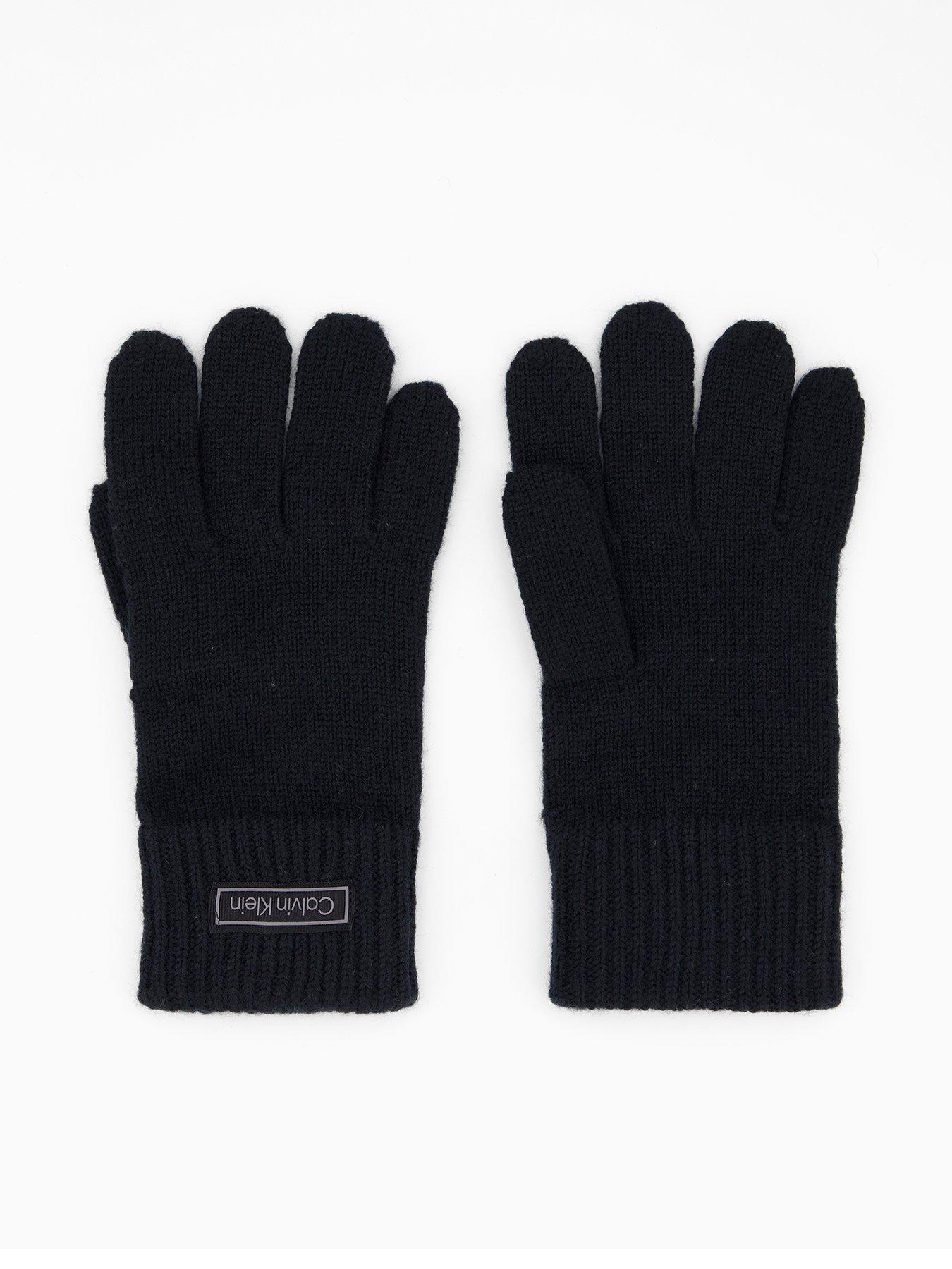 Calvin Klein Patch Wool Knitted Gloves - Black