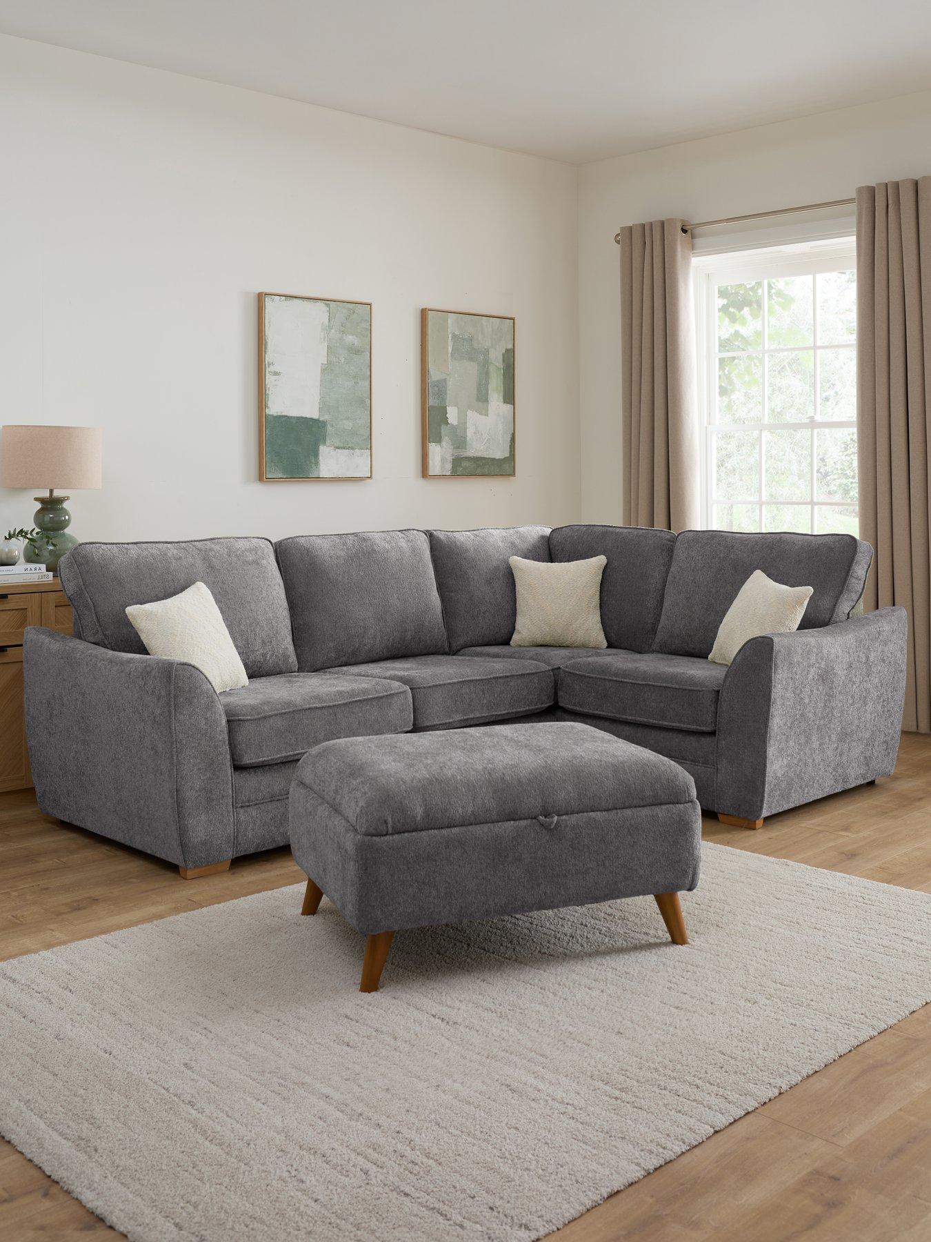 The Very Collection Trinity Fabric Right Hand Double Arm Corner Group Sofa with Storage Footstool - Made to Order in the UK
