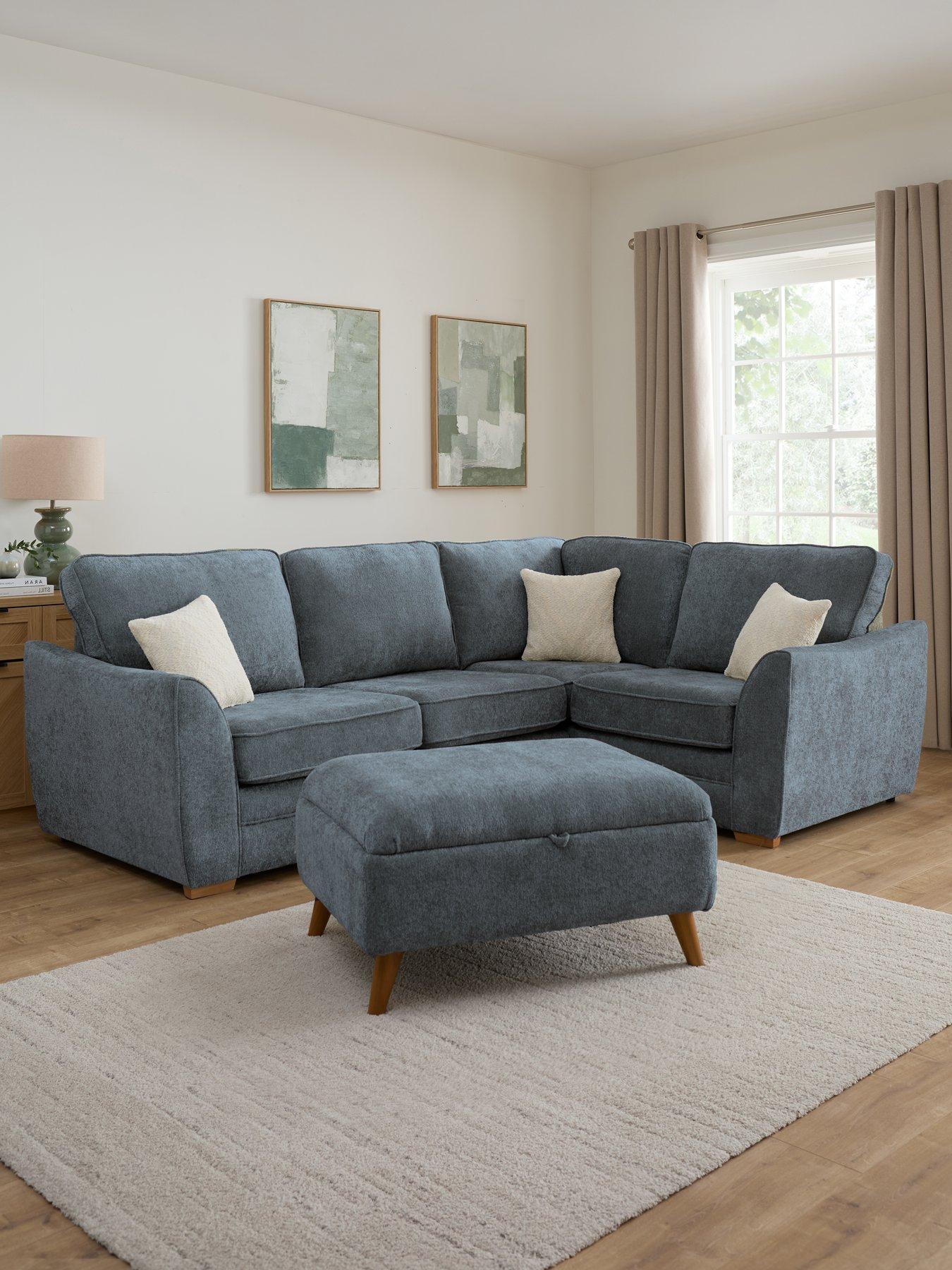 The Very Collection Trinity Fabric Right Hand Double Arm Corner Group Sofa with Storage Footstool - Made to Order in the UK