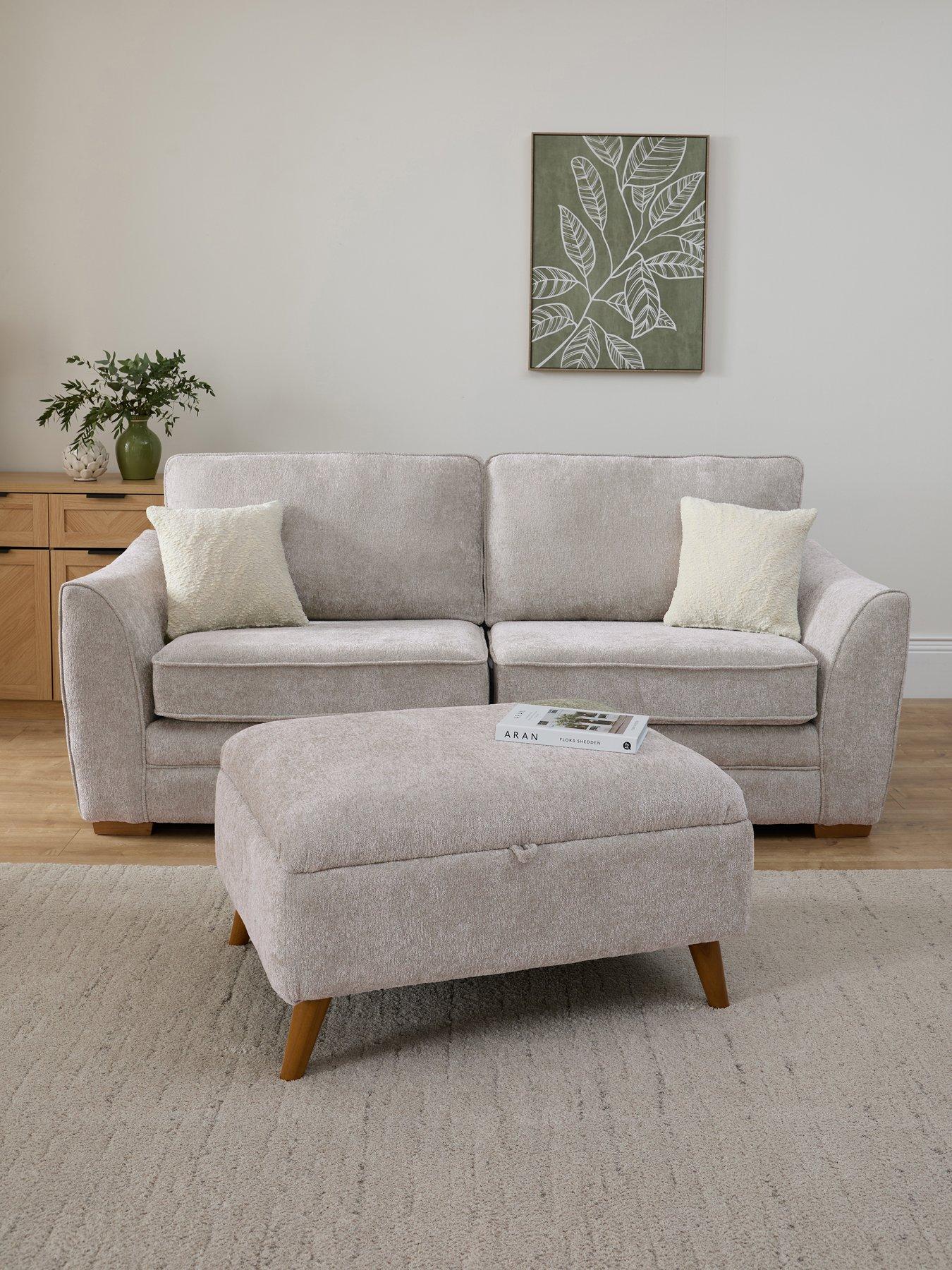 Very Home Trinity Fabric 3 Seater Sofa with Storage Footstool - Made to Order in the UK