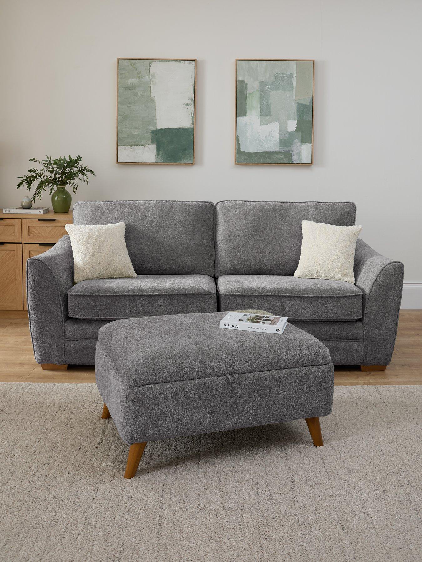 Very Home Trinity Fabric 3 Seater Sofa with Storage Footstool - Made to Order in the UK