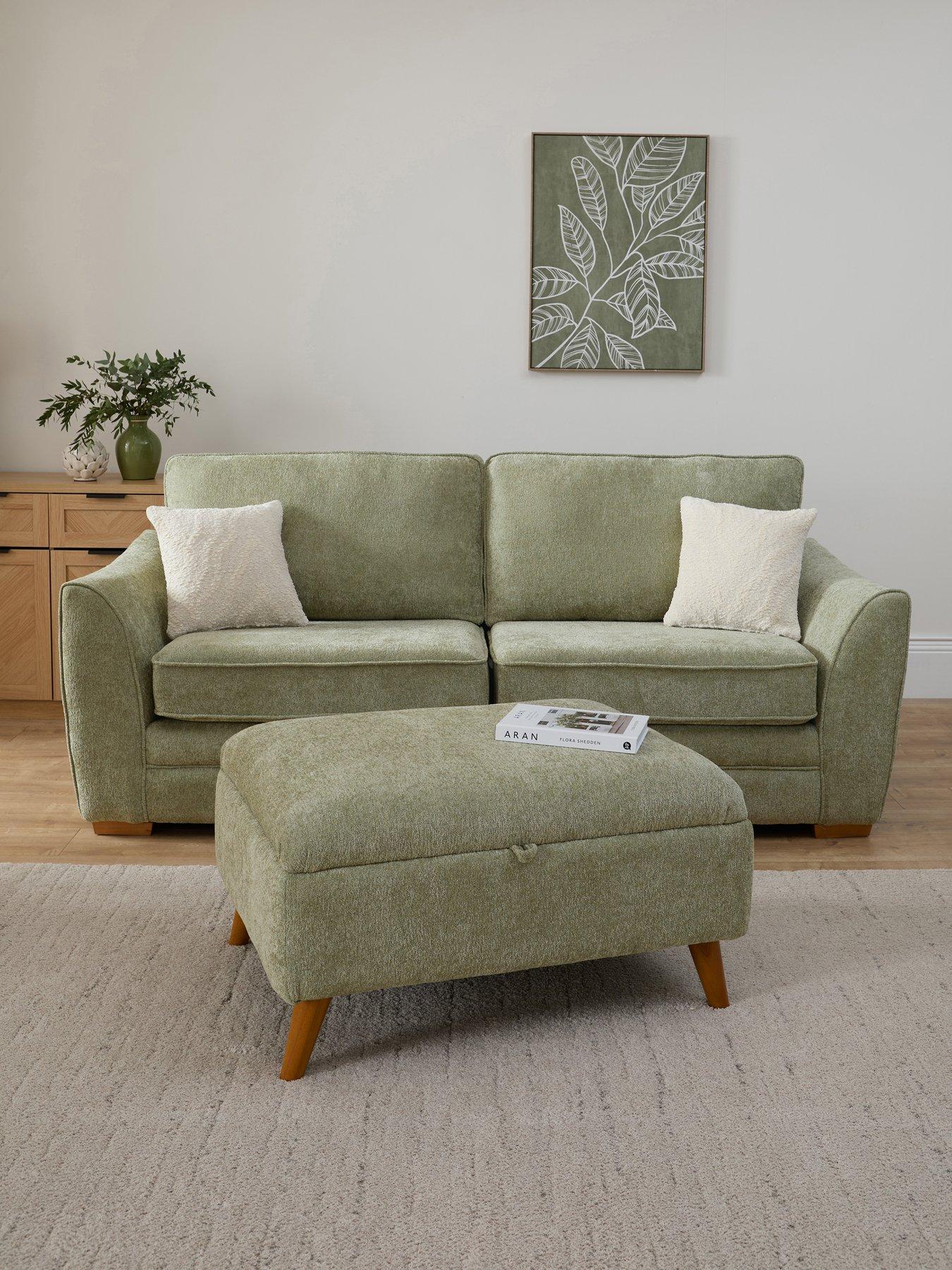 The Very Collection Trinity Fabric 3 Seater Sofa with Storage Footstool - Made to Order in the UK