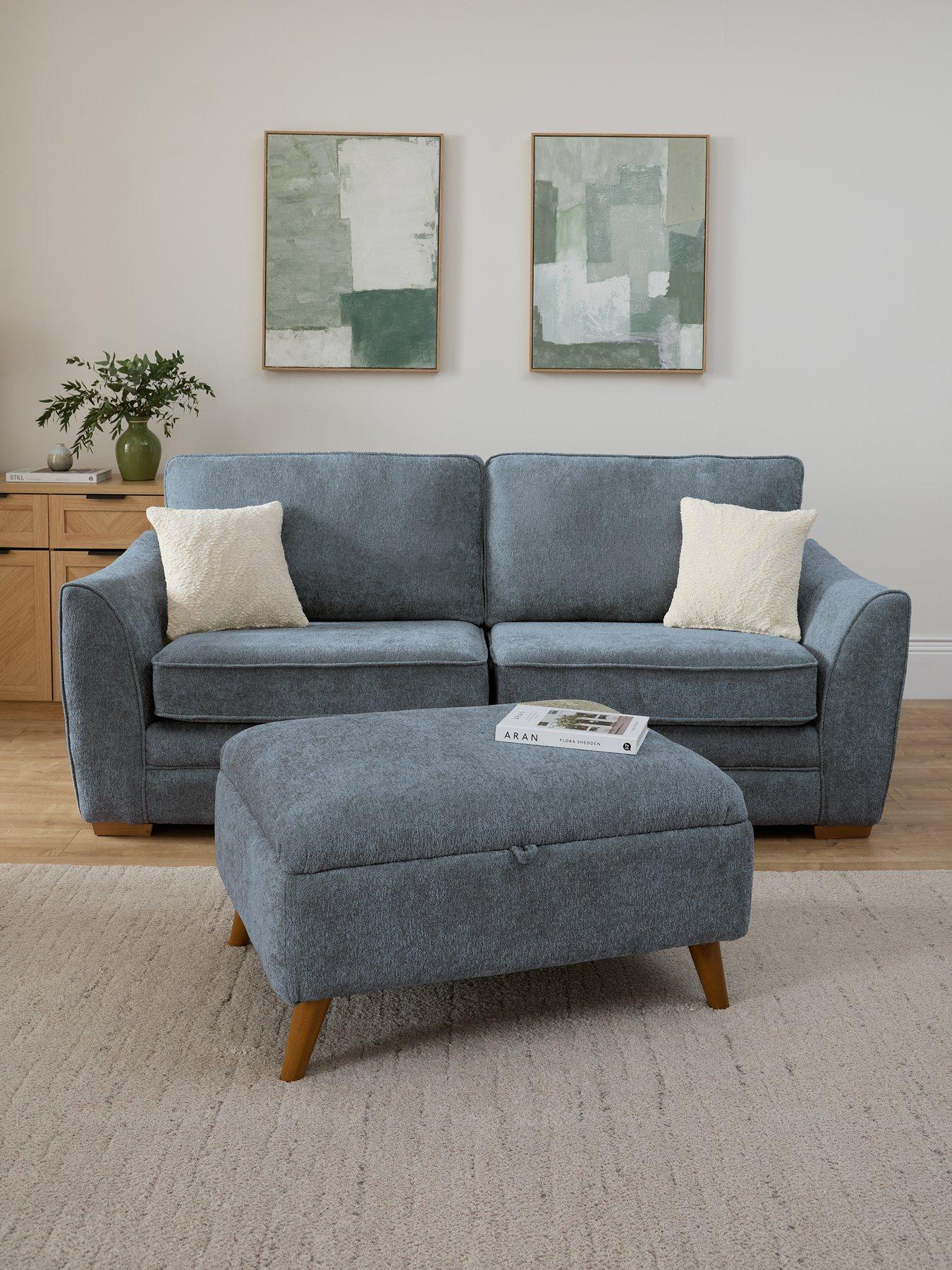 The Very Collection Trinity Fabric 3 Seater Sofa with Storage Footstool - Made to Order in the UK