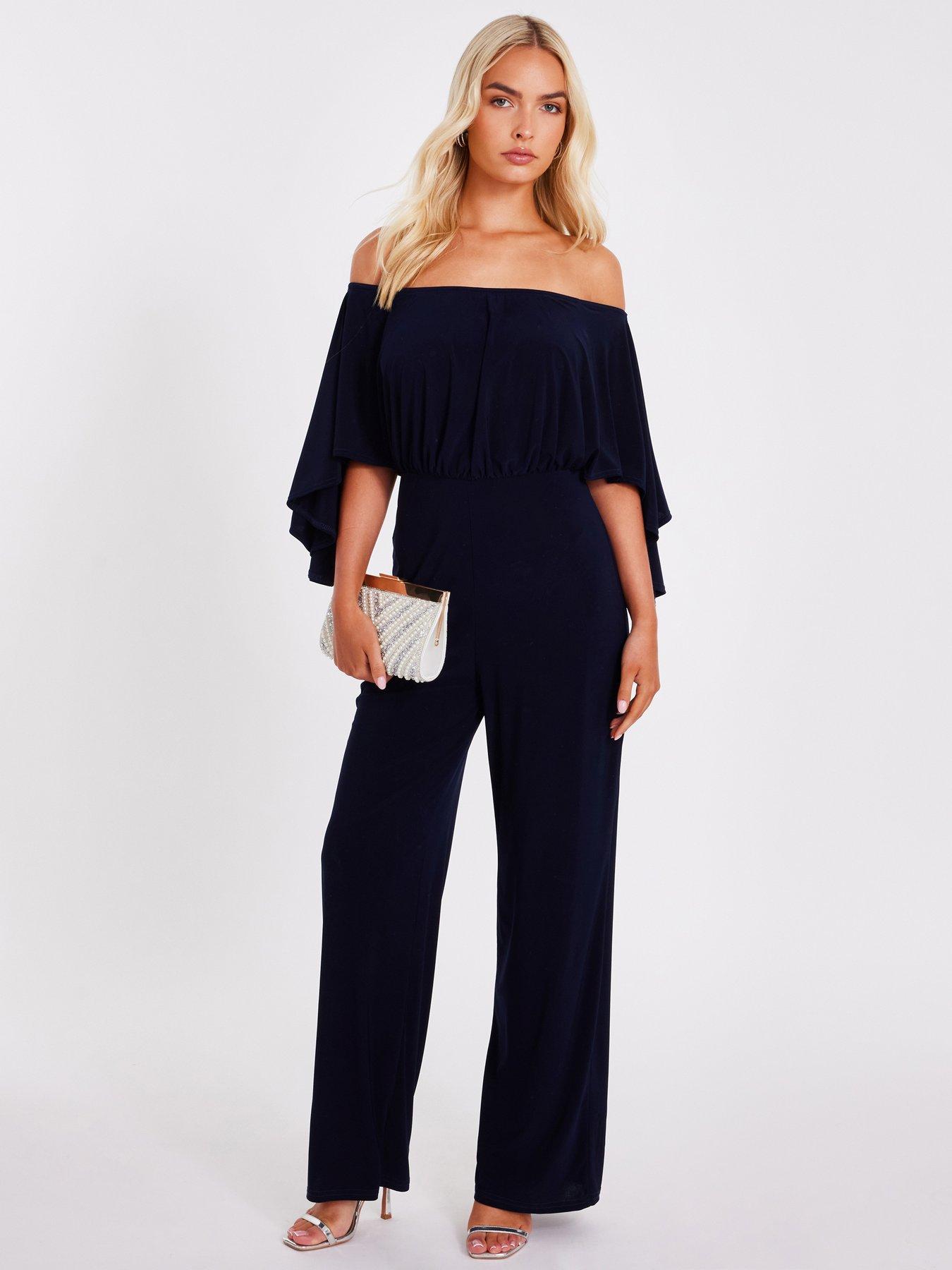 undefined Navy Bardot Jumpsuit