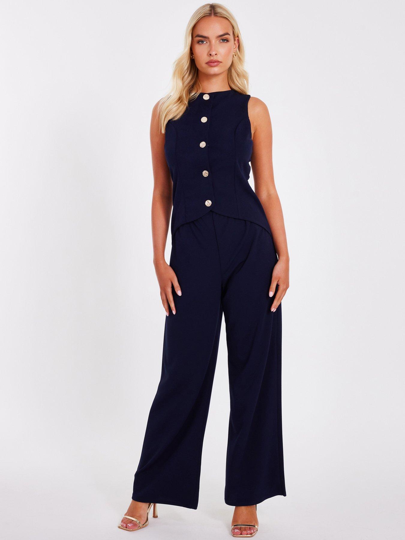 undefined Navy Waistcoat Jumpsuit