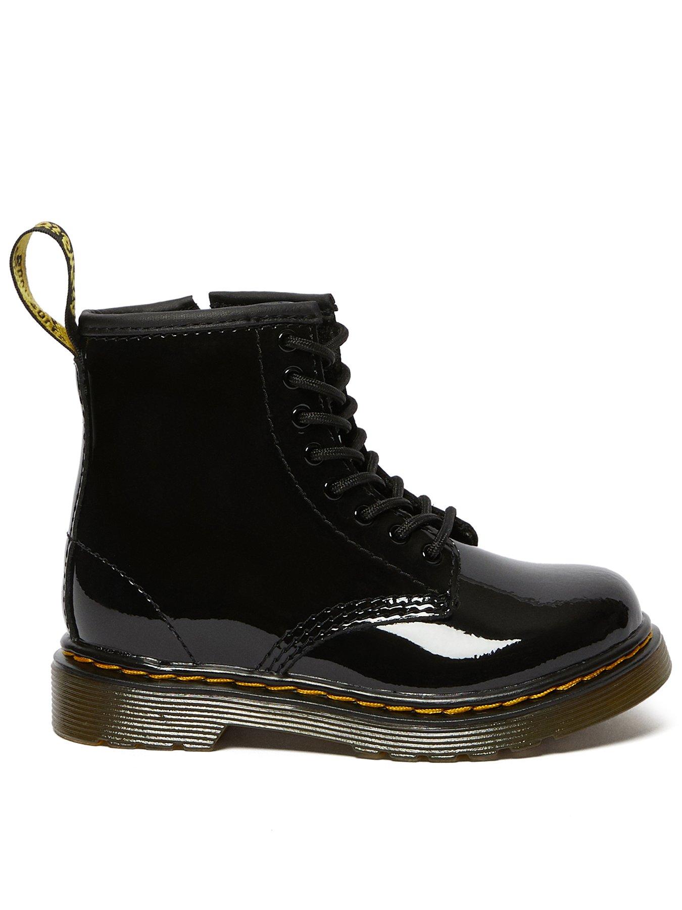 Dr Martens Toddler 1460 Patent Leather Lace-up Boot, Black, Size 9 Younger