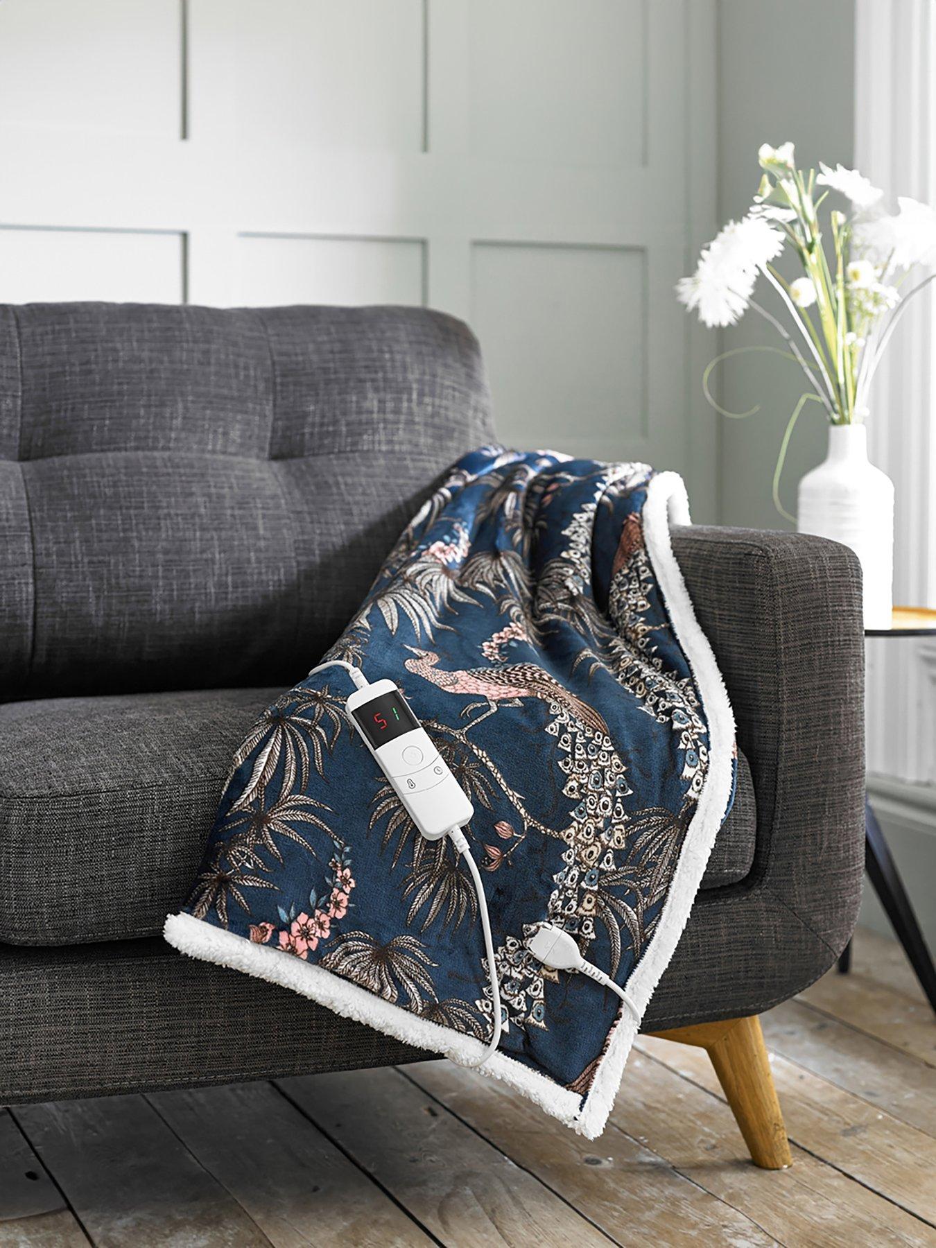 Deyongs Heated Sherpa Throw - Peacock 140x180cm