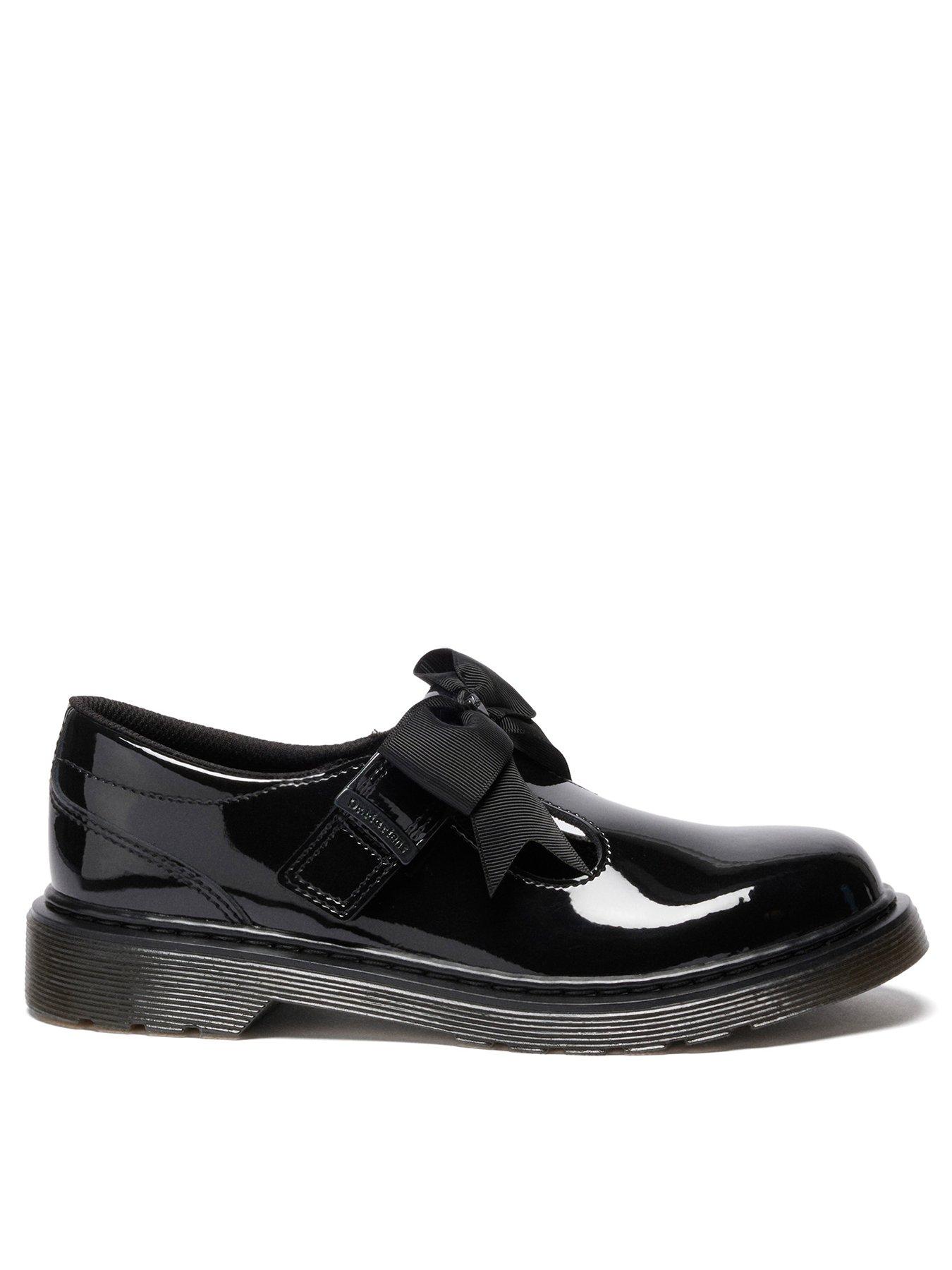 Dr Martens Youth Polly Ii Bow T-bar Patent Leather Shoe - Black