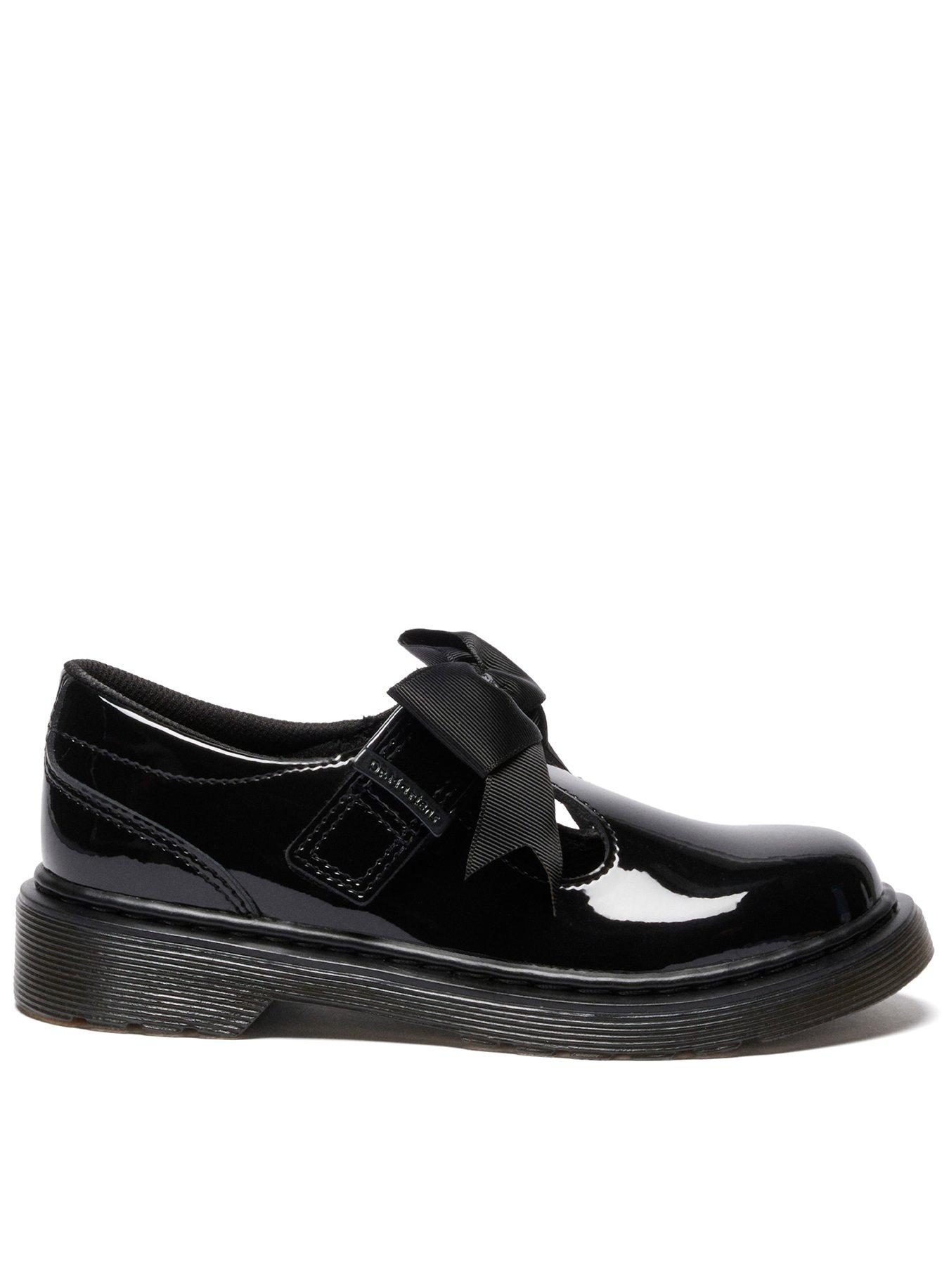 Dr Martens Junior Polly Ii Bow T-bar Patent Leather Shoe - Black