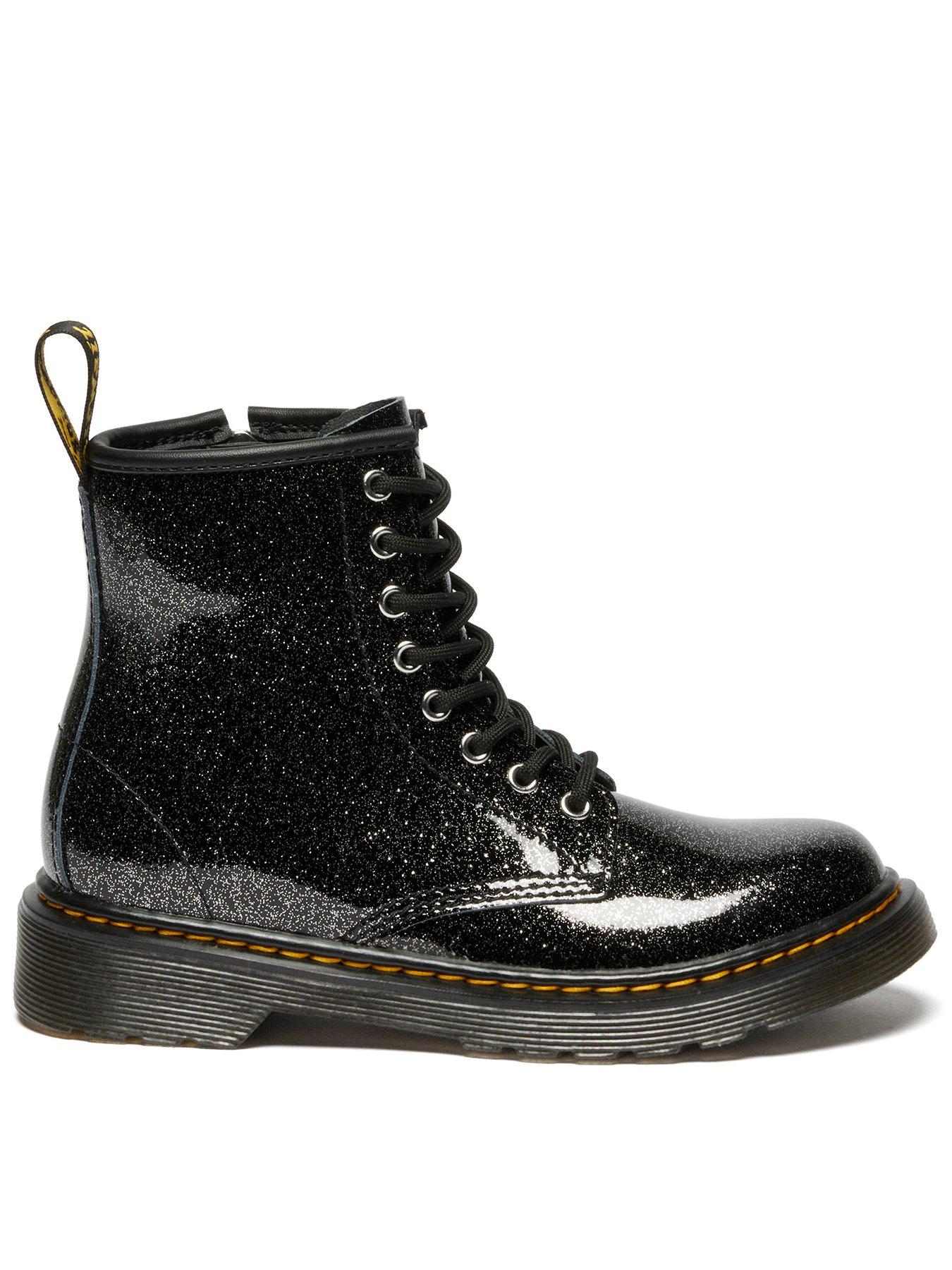 Image 1 of 6 of Dr Martens Junior 1460 Glitter Lace Up Boot - Black/silver Nebula Glitter
