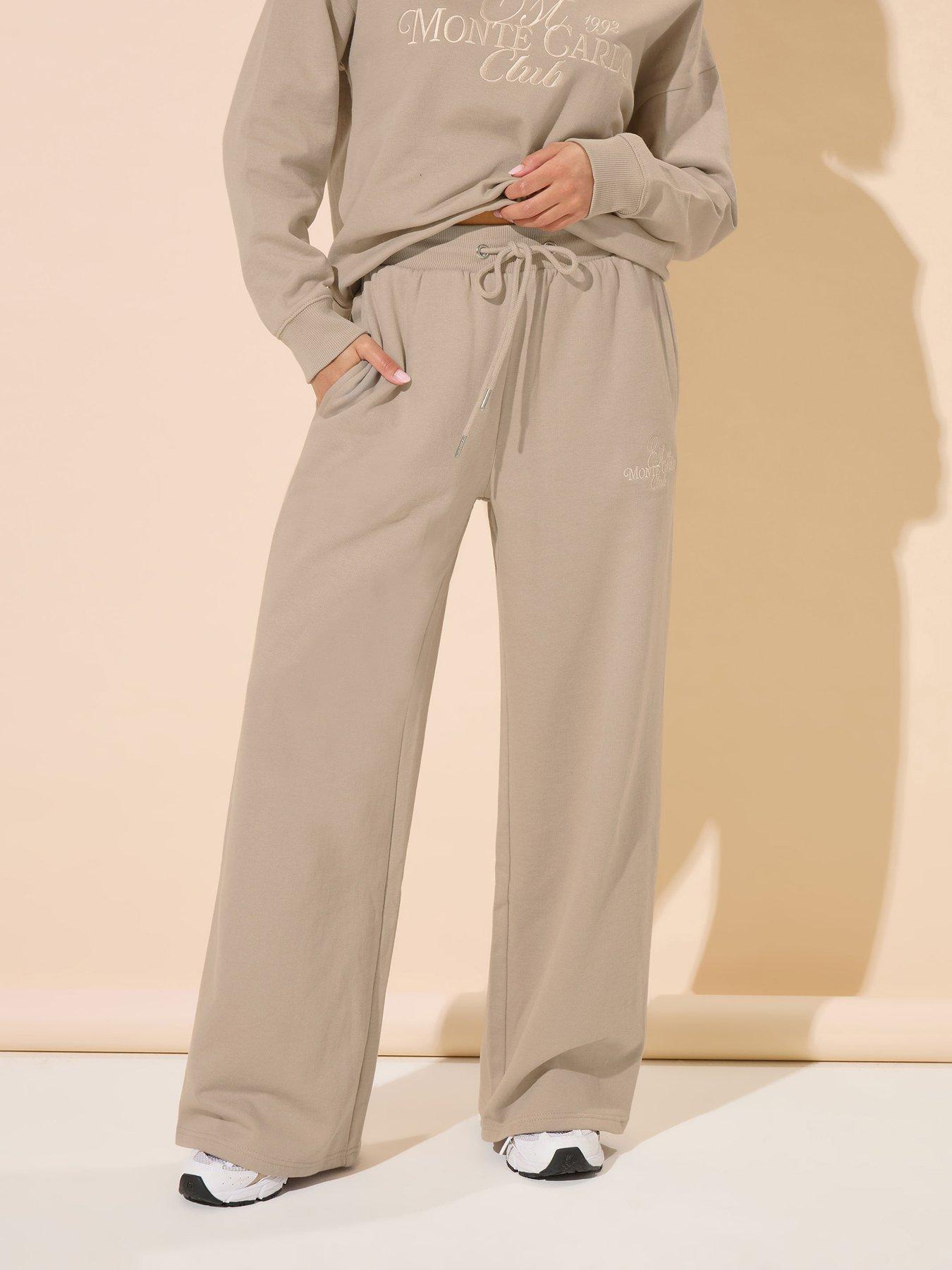 undefined Petite Monte Carlo Wide Leg Jogger - Natural