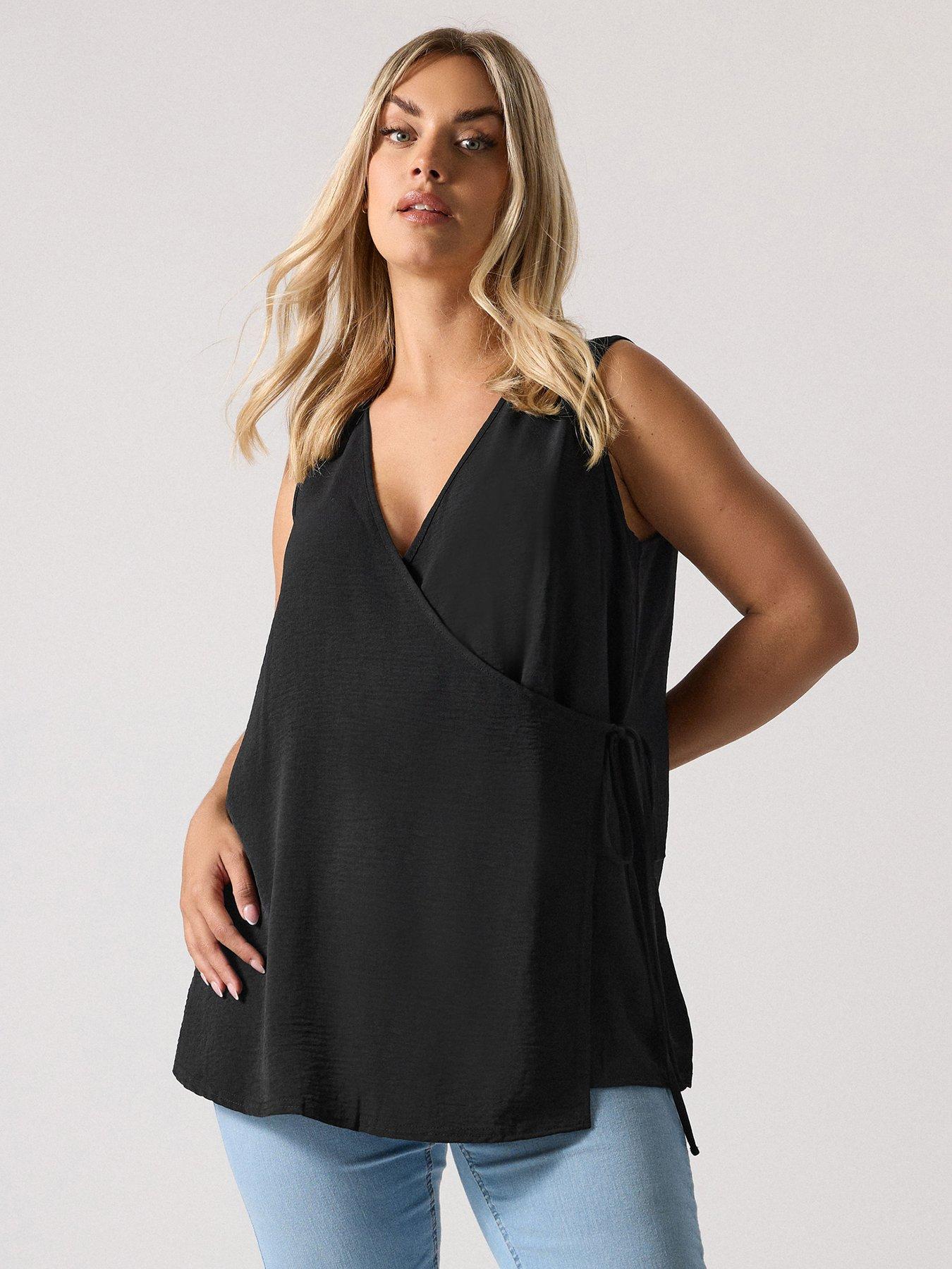 undefined Curve Wrap Over Vest - Black