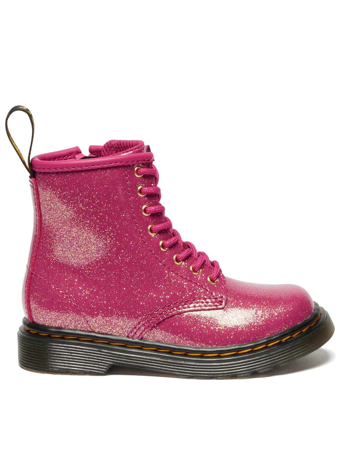 undefined Toddler 1460 T 8 Eye Boot Nebula Glitter - Fuchsia/Silver/Gold