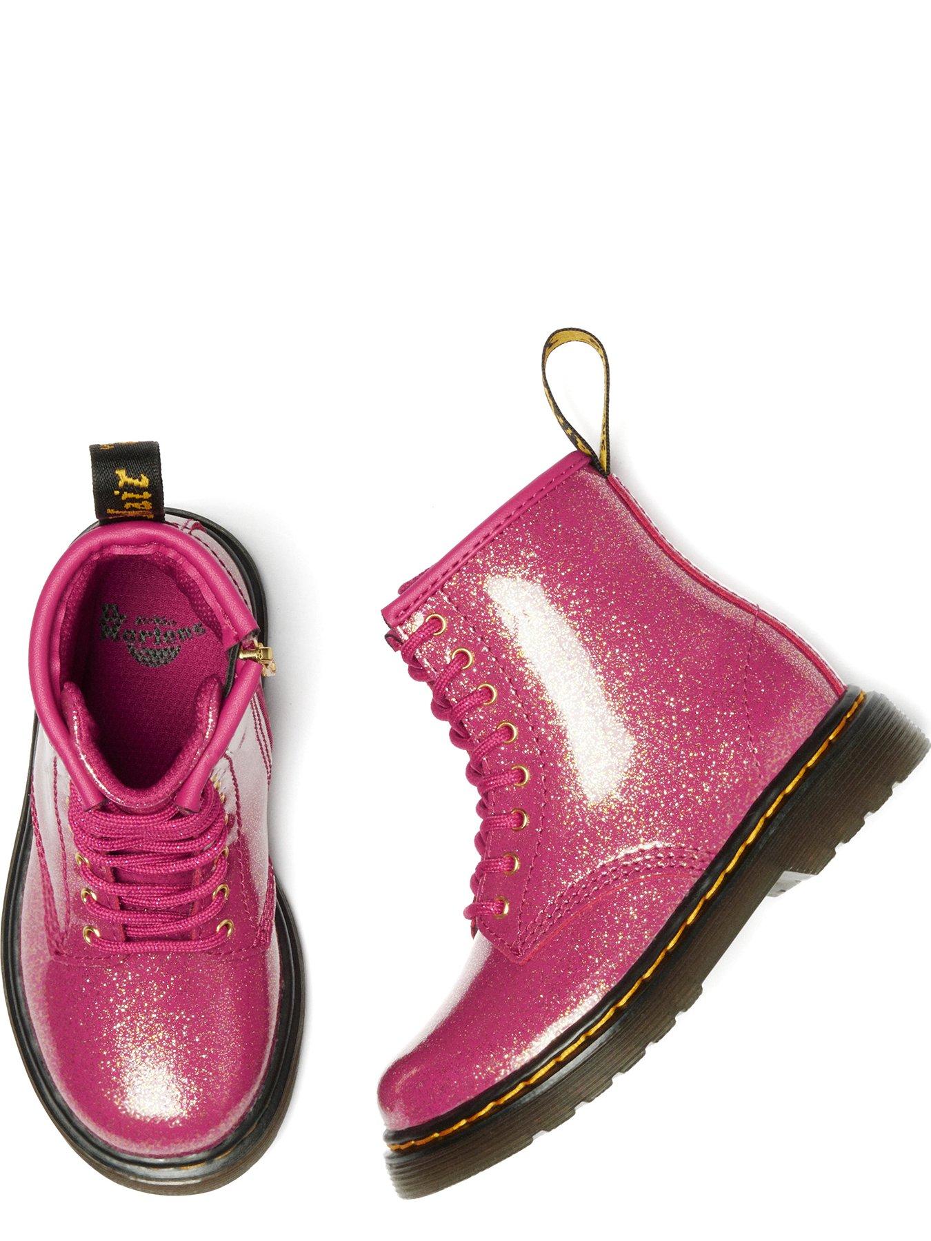 Martens Baby Pink Sparkly Doc Martens Kids Girls Junior Pink Dr