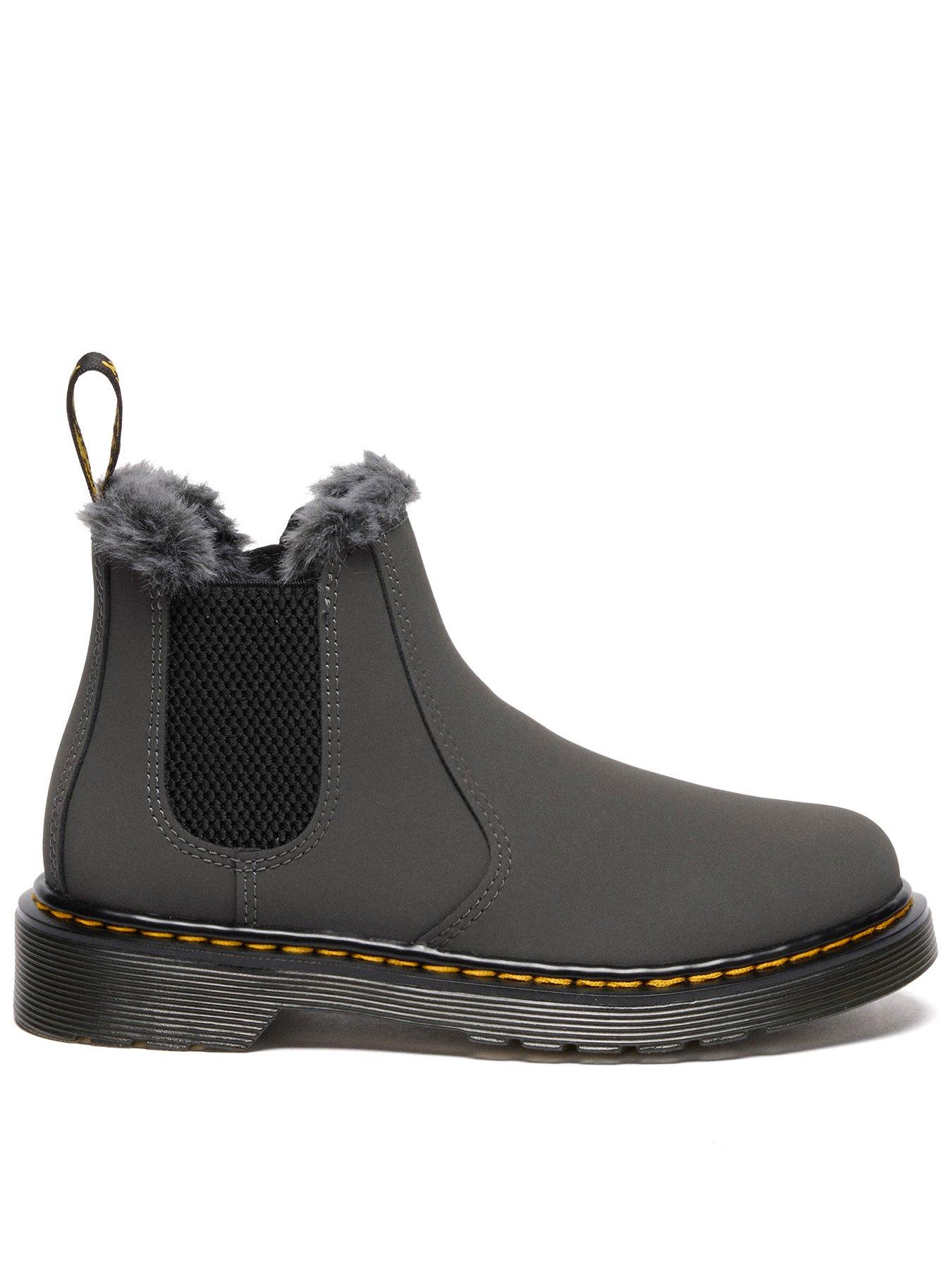 Dr Martens Junior 2976 Leonore J Chelsea Boot Gunmetal Soho Buck - Black