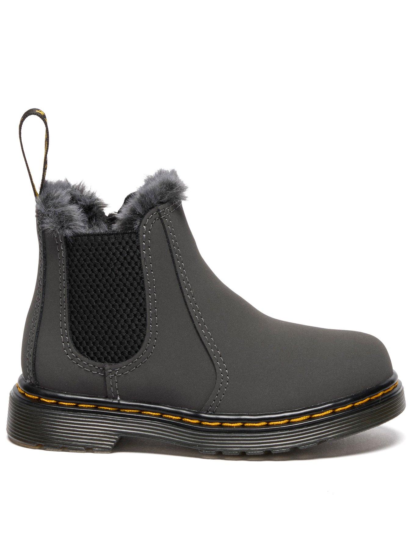 Dr Martens Toddler 2976 Leonore Faux Fur Lined Chelsea Boots - Grey