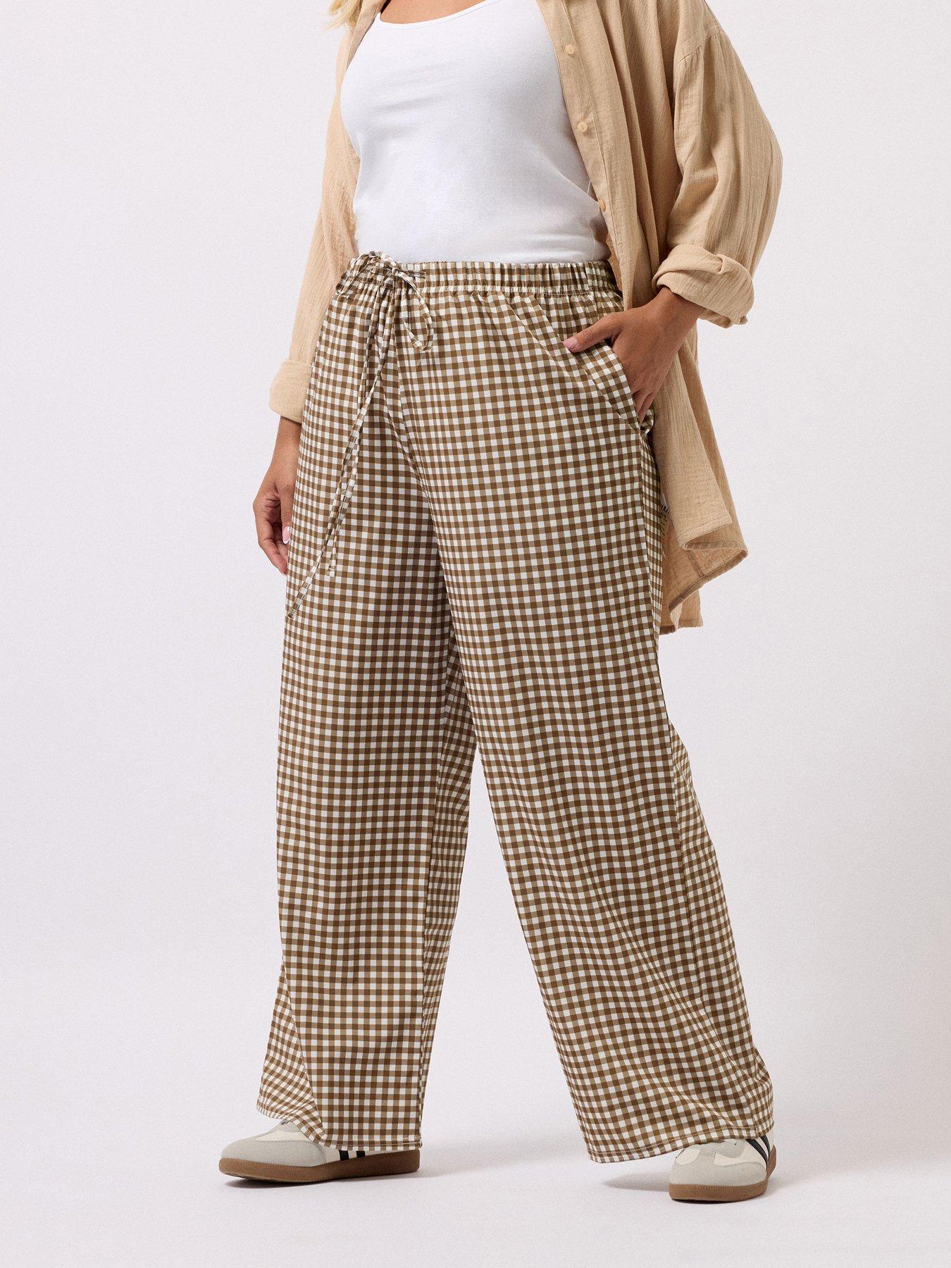 undefined Curve Wide Leg Trouser - Brown
