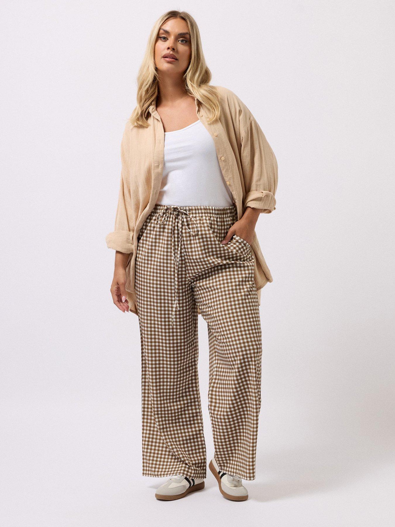 Image 3 of 4 of Yours Curve Wide Leg Trouser - Brown