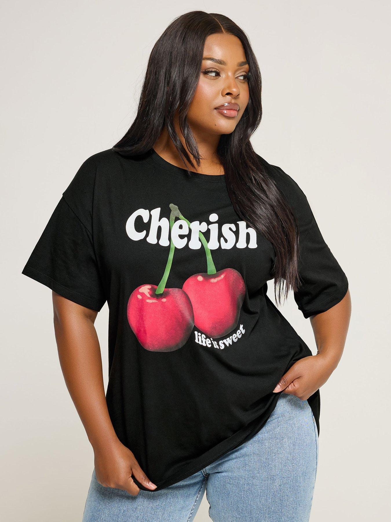 undefined Curve Placement Print Relaxed T-Shirt - Black