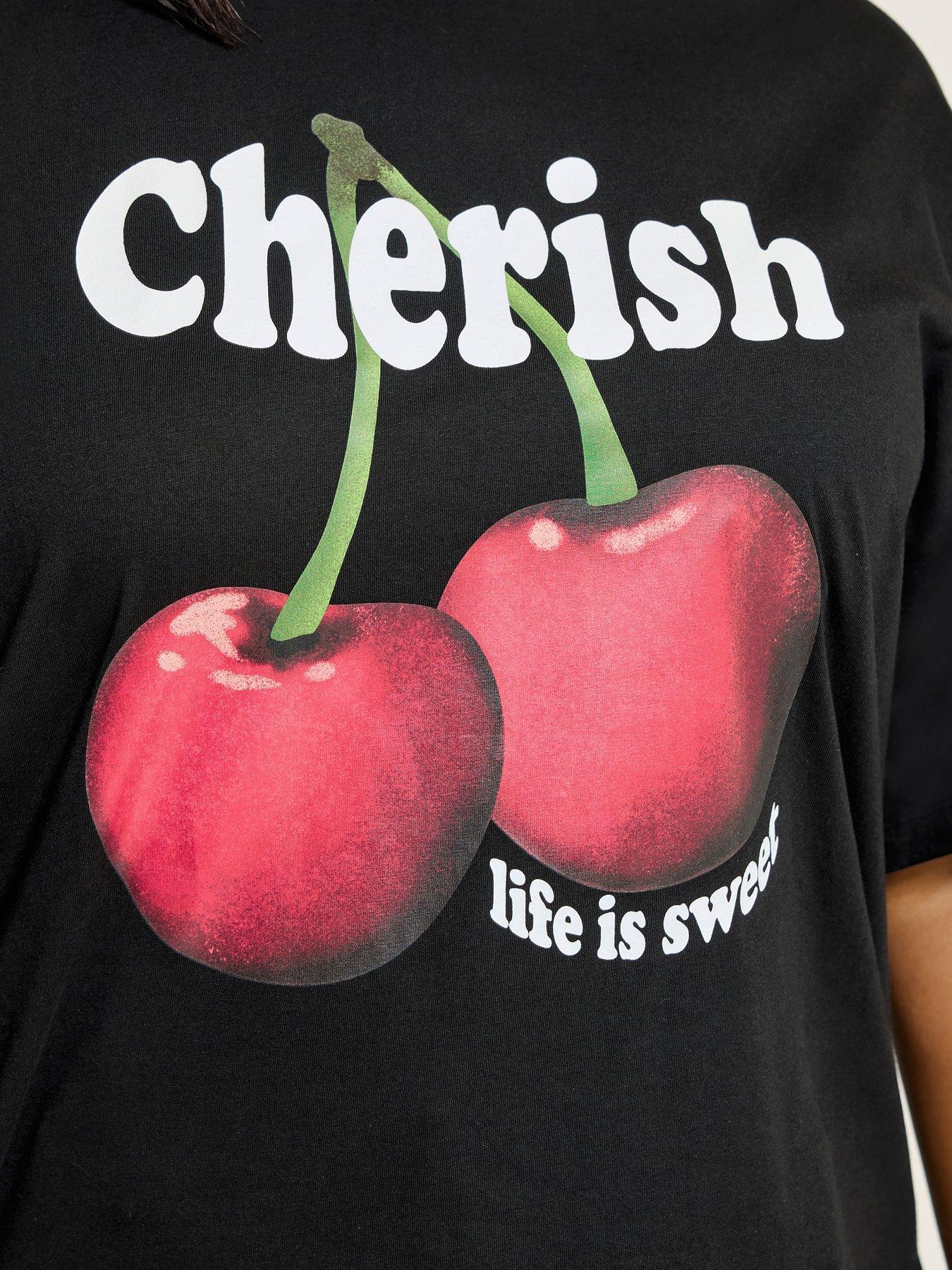 Image 4 of 5 of Yours Curve Placement Print Relaxed T-Shirt - Black