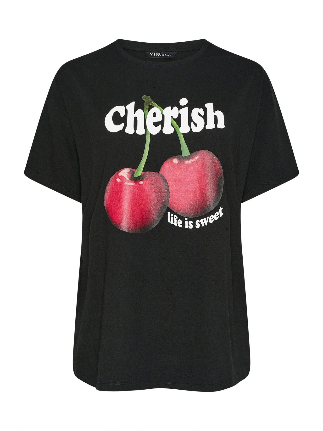 Image 5 of 5 of Yours Curve Placement Print Relaxed T-Shirt - Black