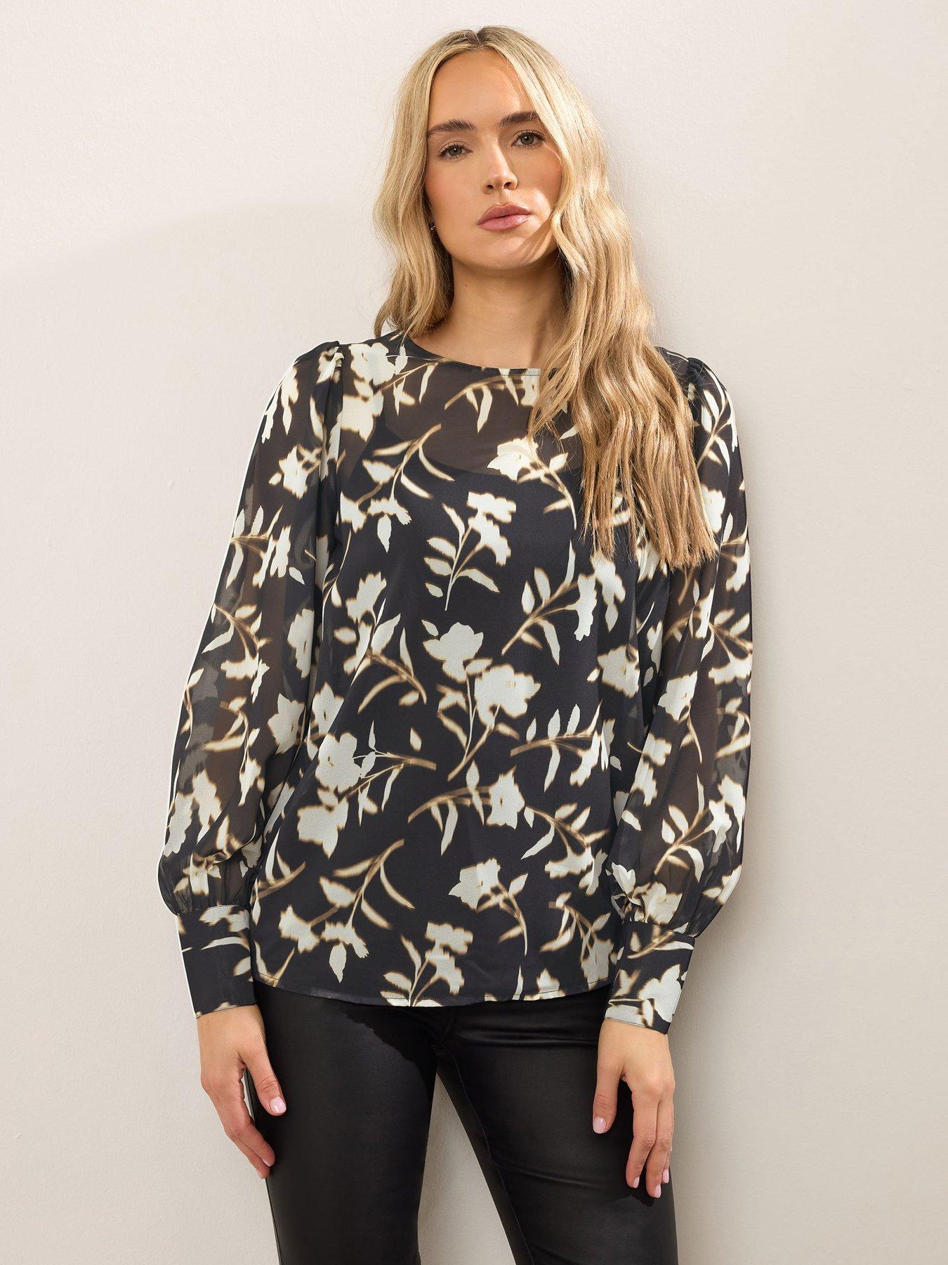 undefined Scoop Neck Georgette Top - Black