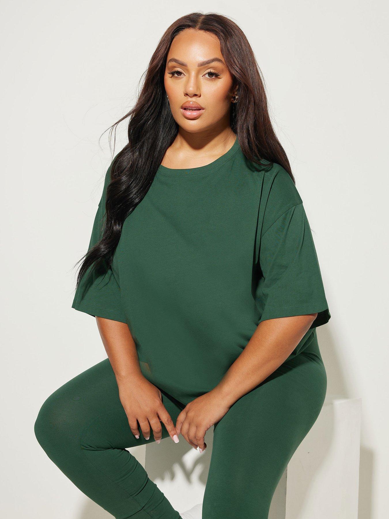 undefined Curve Relaxed Longline T-Shirt - Green