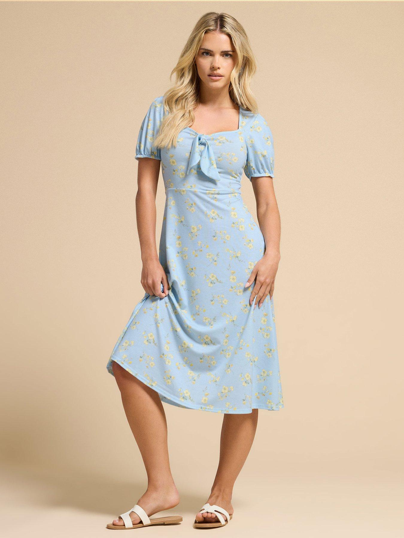 undefined Petite Tie Front Midi Dress - Blue
