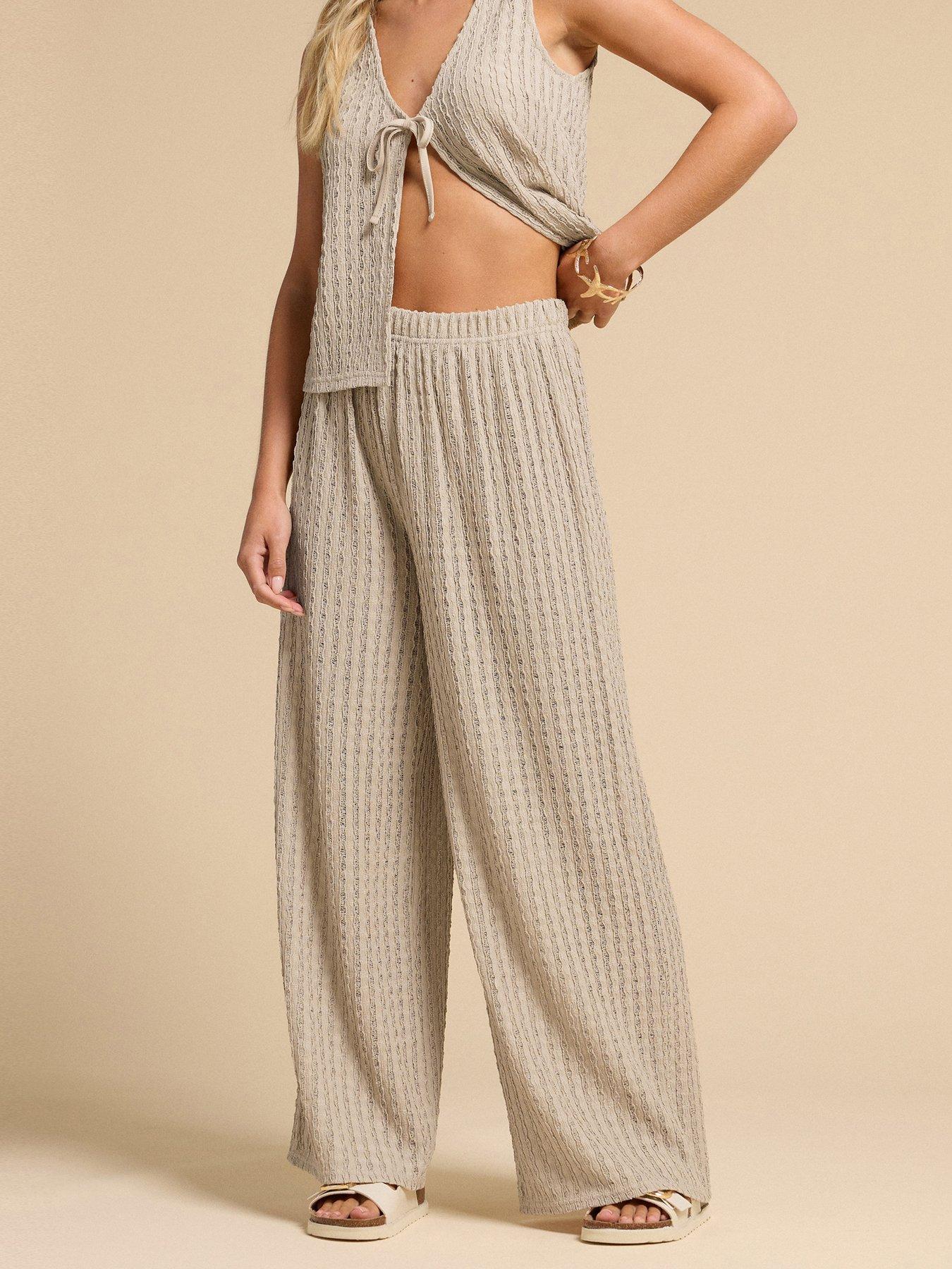 undefined Petite Crochet Wide Leg Beach Trouser