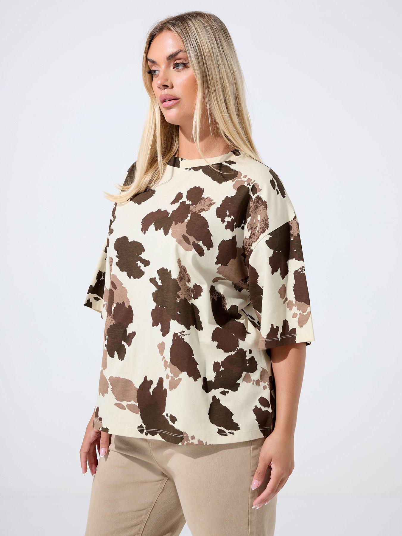 undefined Curve Cow Print T-Shirt - White
