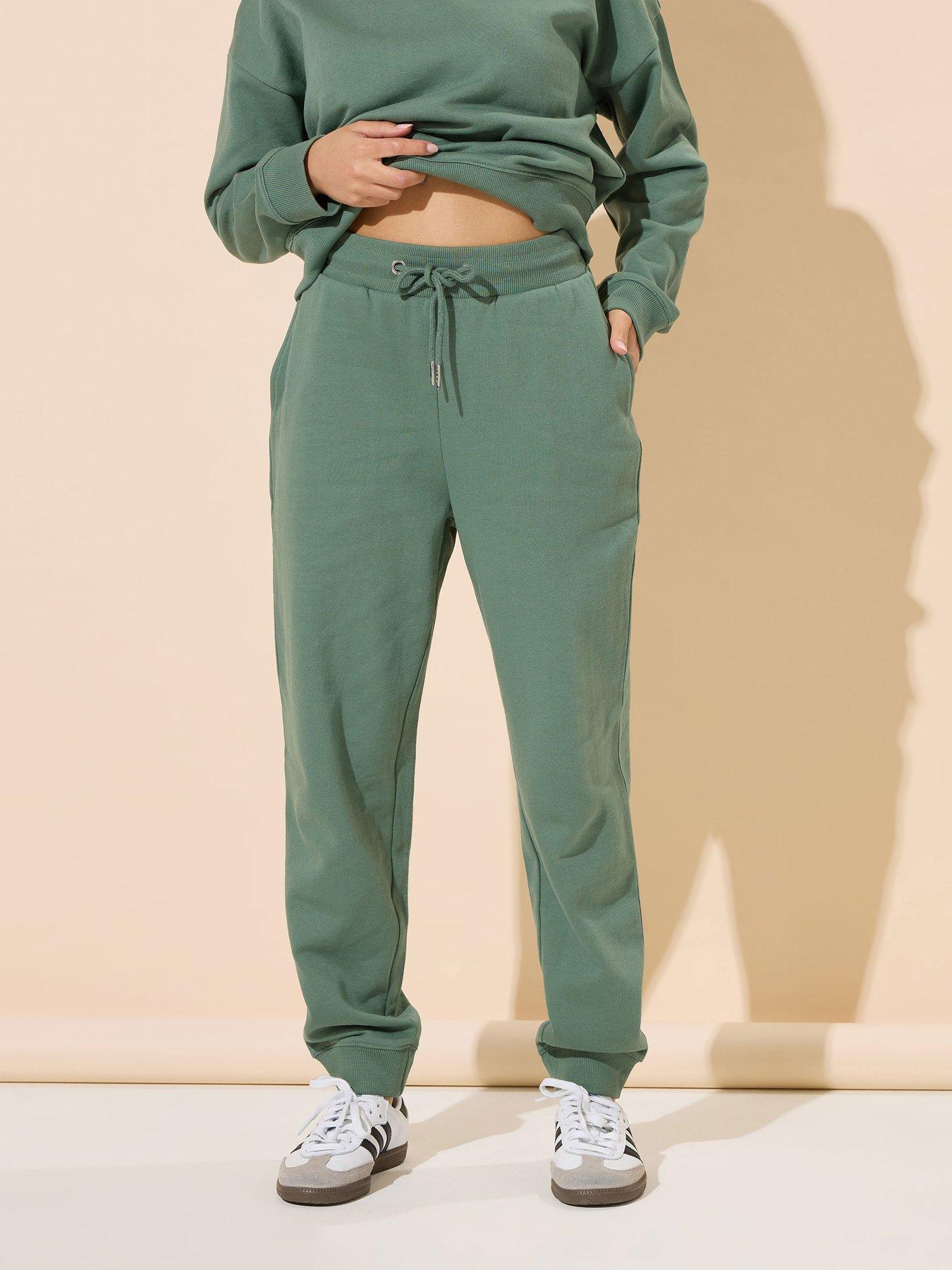 undefined Petite Drawstring Cuffed Jogger - Green