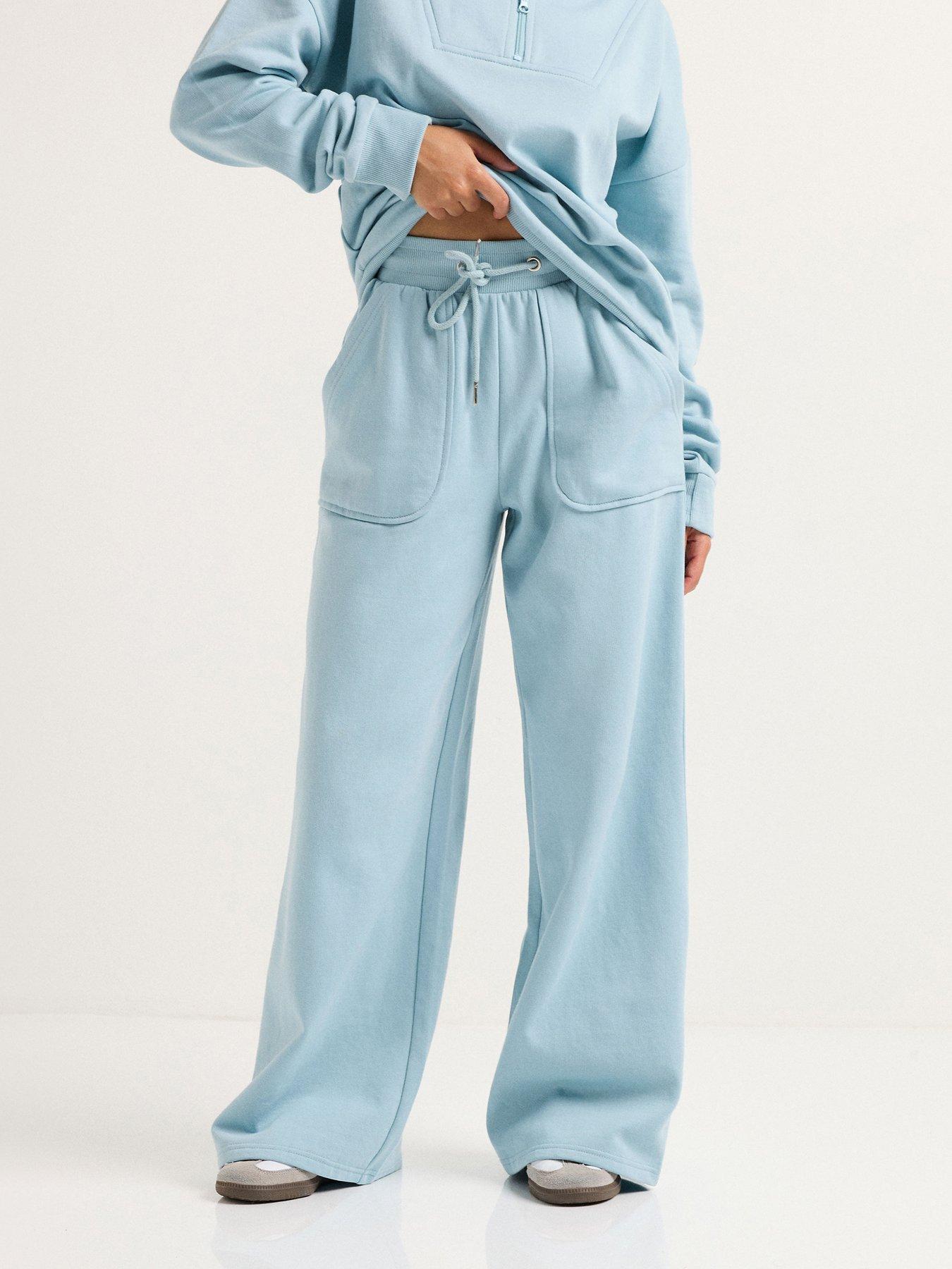 undefined Petite Patch Pocket Wide Leg Jogger - Blue